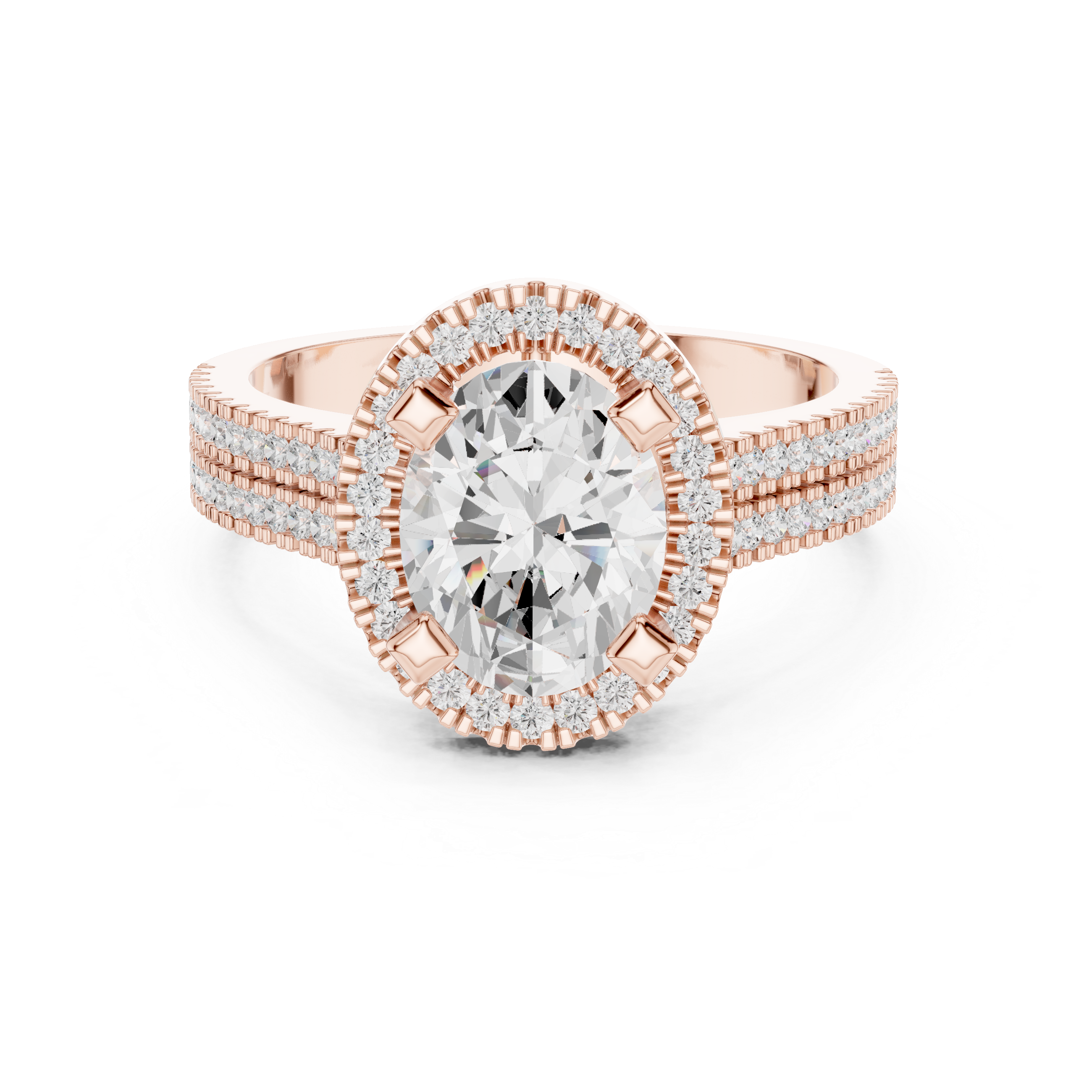 Oval Cut Lab-Grown Diamond Halo Ring in Rose Gold – Kiashaa Jewellery