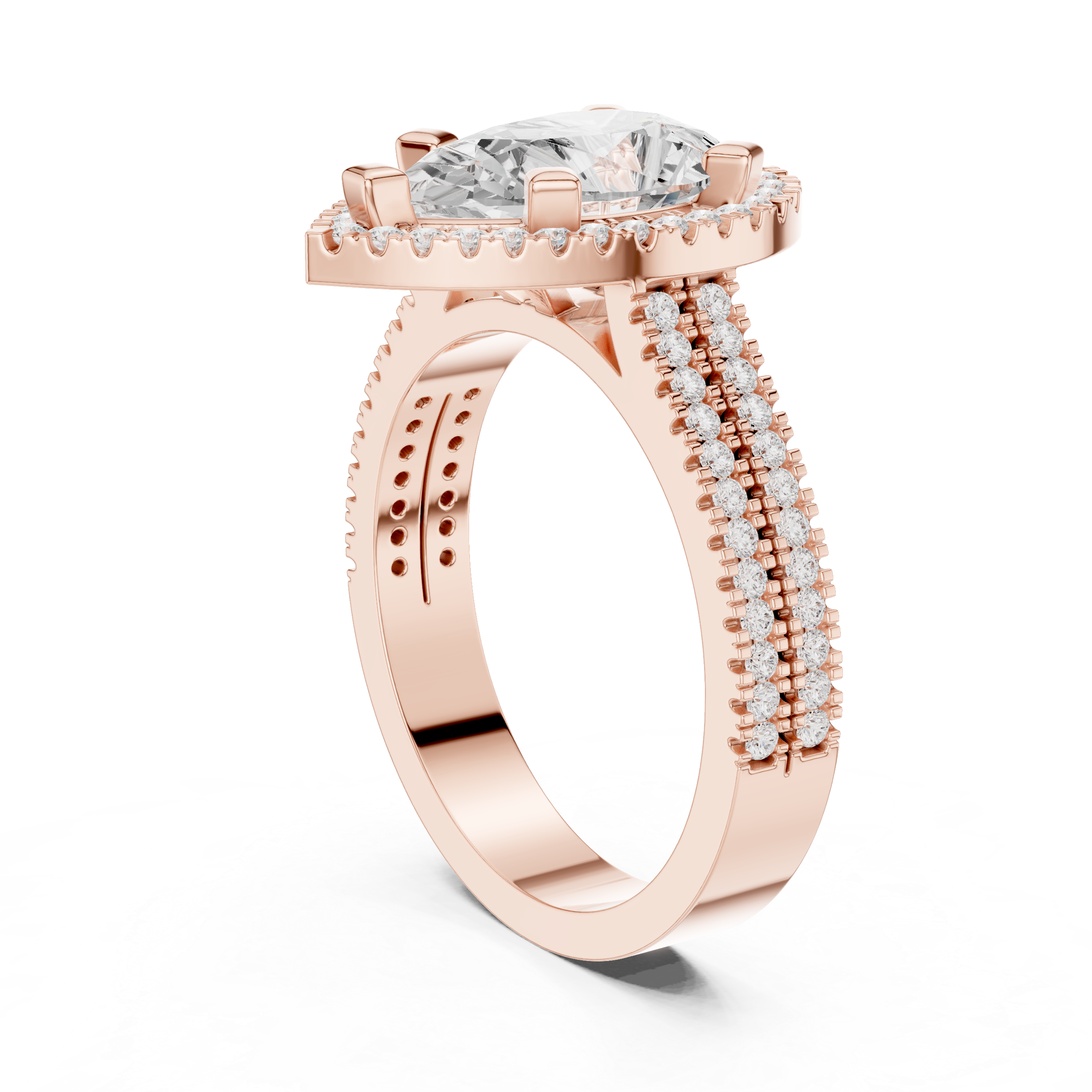 Pear Cut Lab-Grown Diamond Halo Ring in Rose Gold – Kiashaa Jewellery