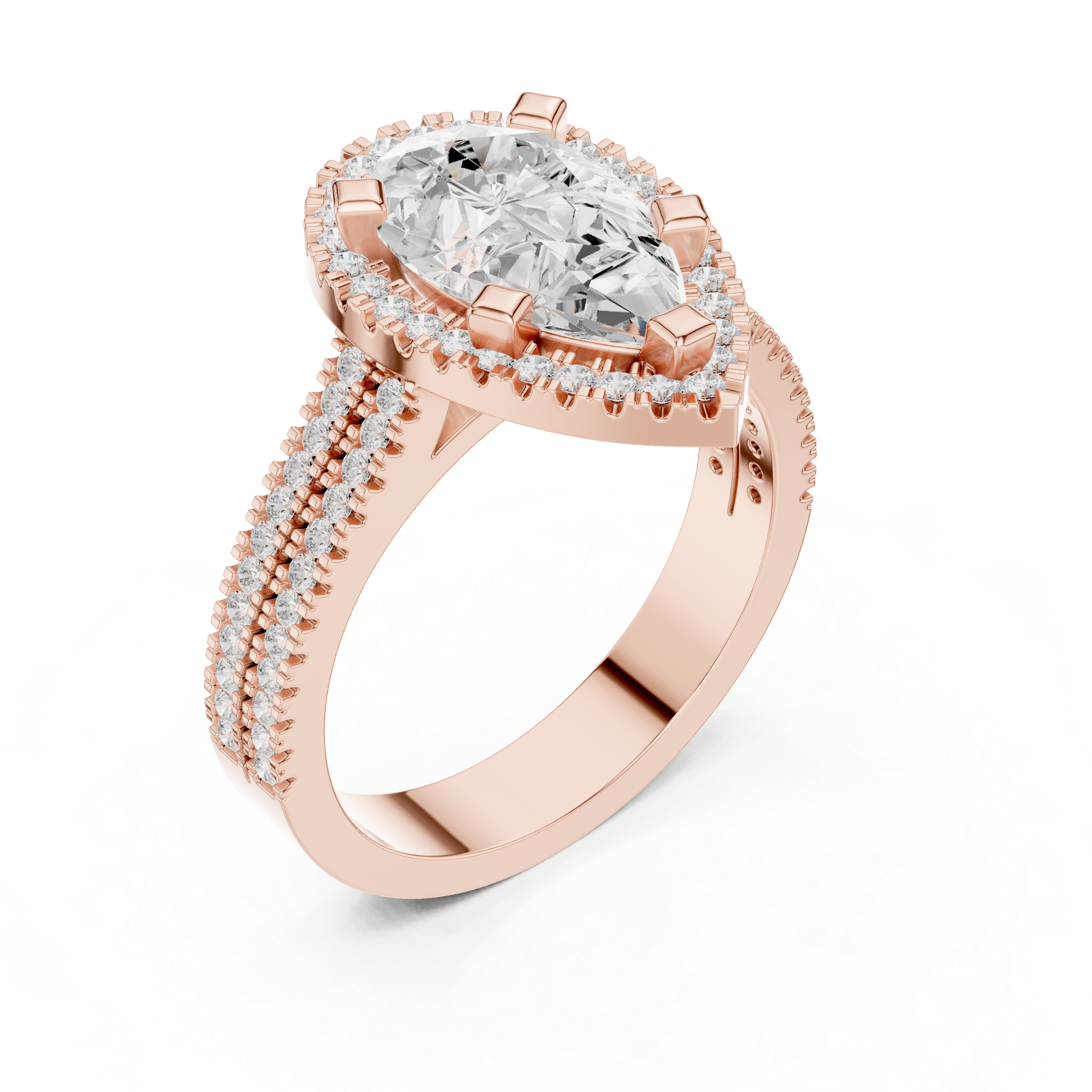 Pear Cut Lab-Grown Diamond Halo Ring in Rose Gold – Kiashaa Jewellery