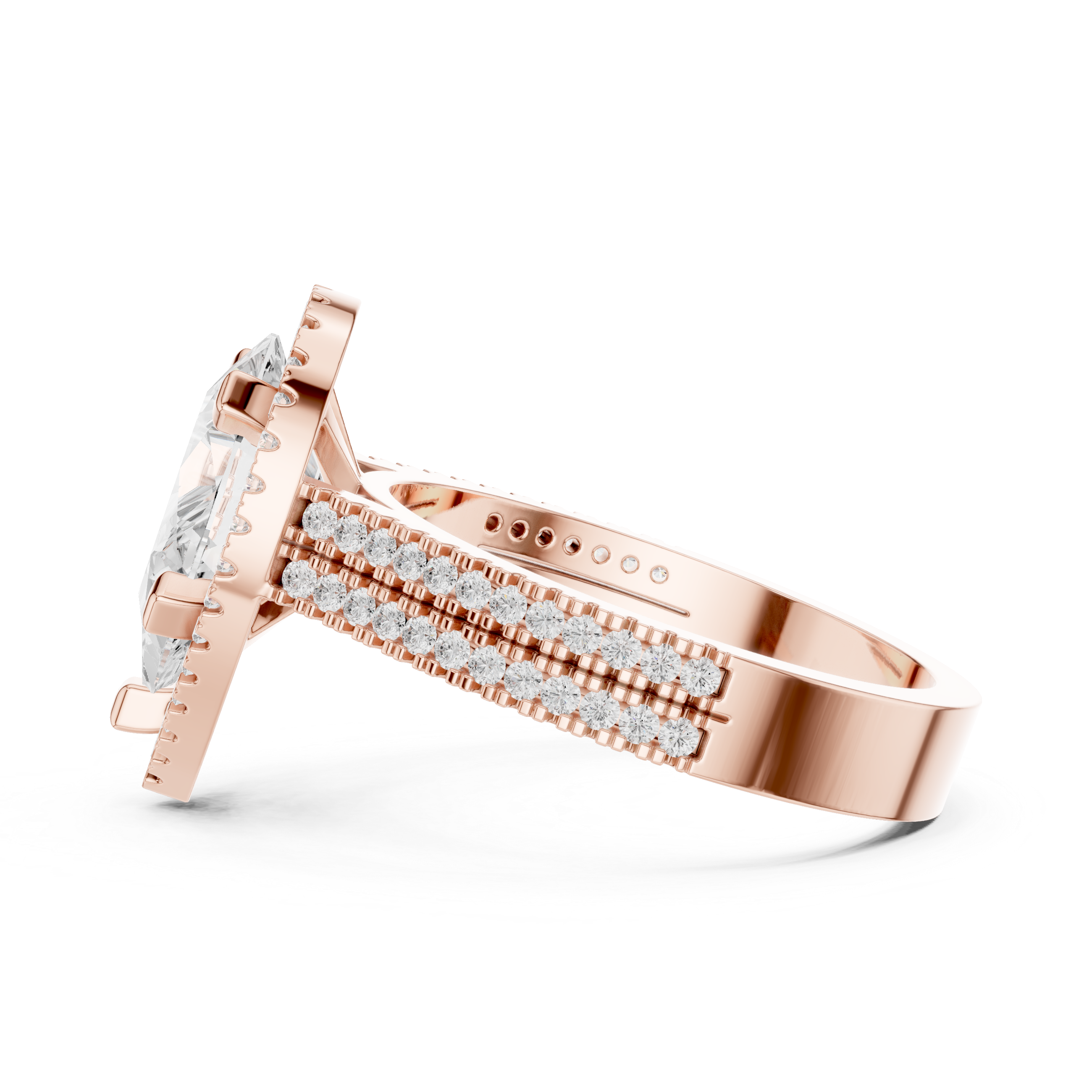 Pear Cut Lab-Grown Diamond Halo Ring in Rose Gold – Kiashaa Jewellery
