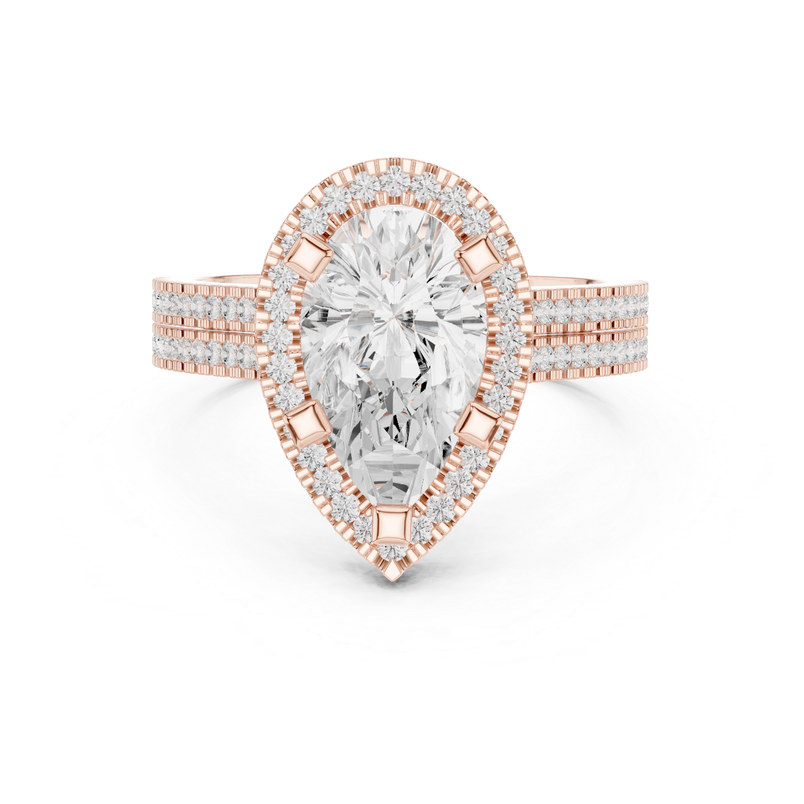 Pear Cut Lab-Grown Diamond Halo Ring in Rose Gold – Kiashaa Jewellery