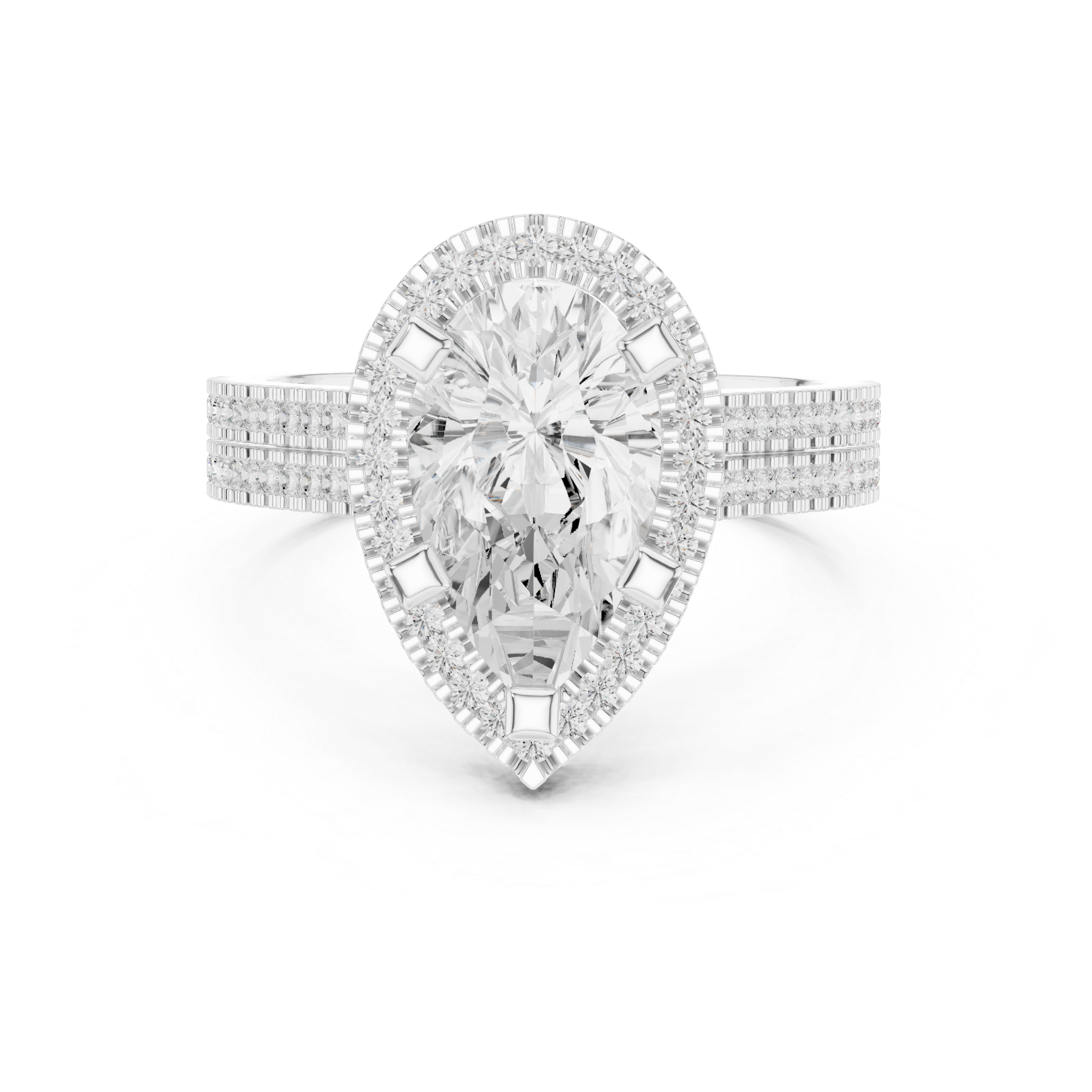 Pear Cut Lab-Grown Diamond Halo Ring in Rose Gold – Kiashaa Jewellery