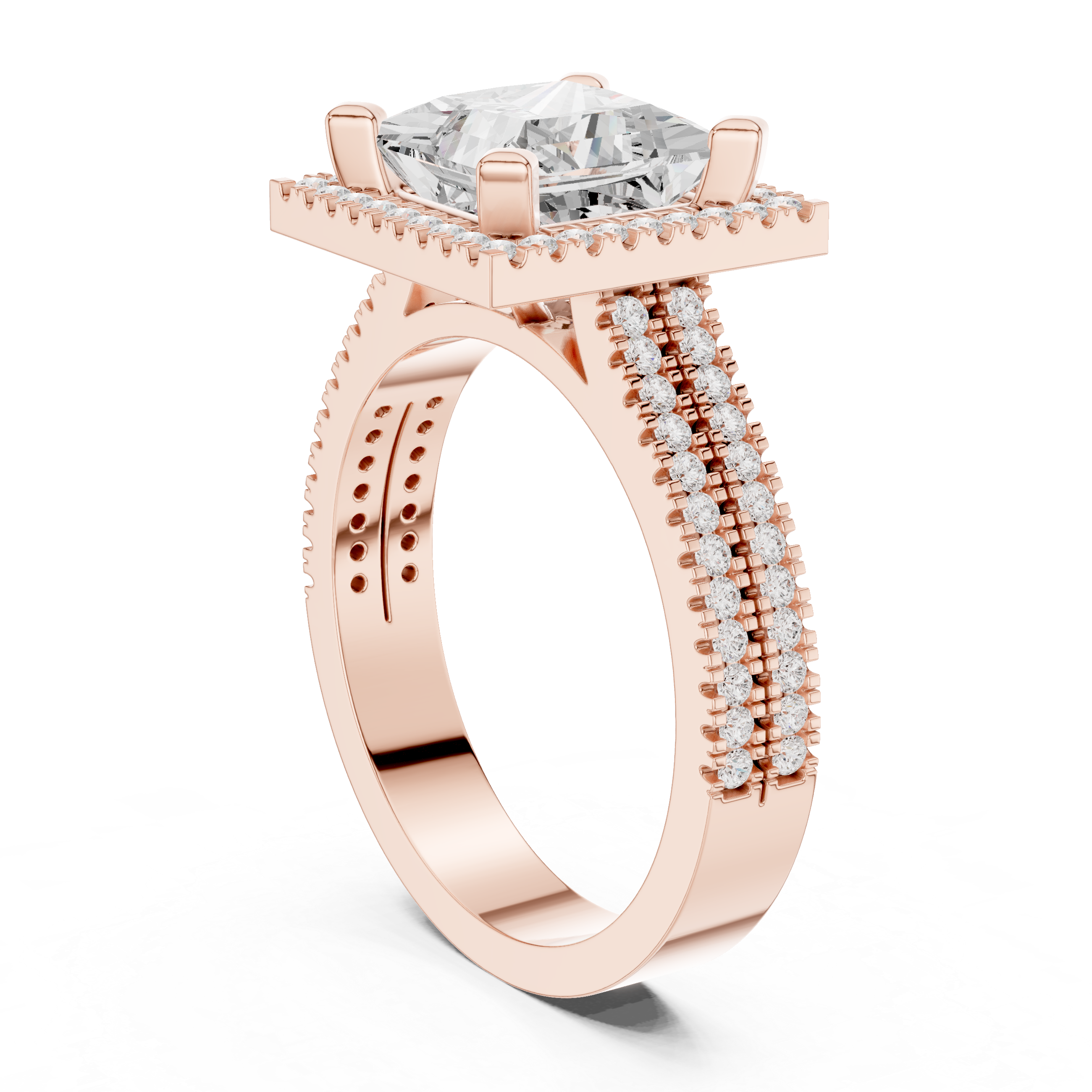 Princess Cut Lab-Grown Diamond Halo Ring in Rose Gold – Kiashaa Jewellery