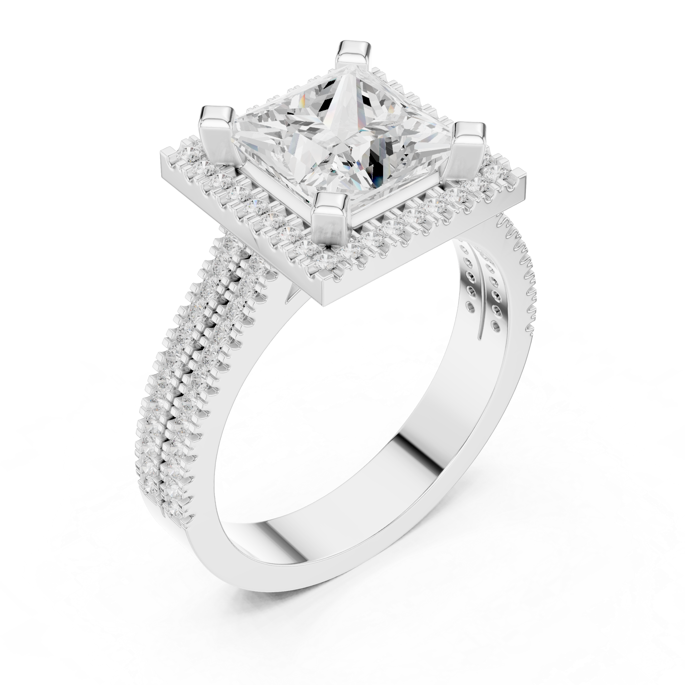 Princess Cut Lab-Grown Diamond Halo Ring in Rose Gold – Kiashaa Jewellery