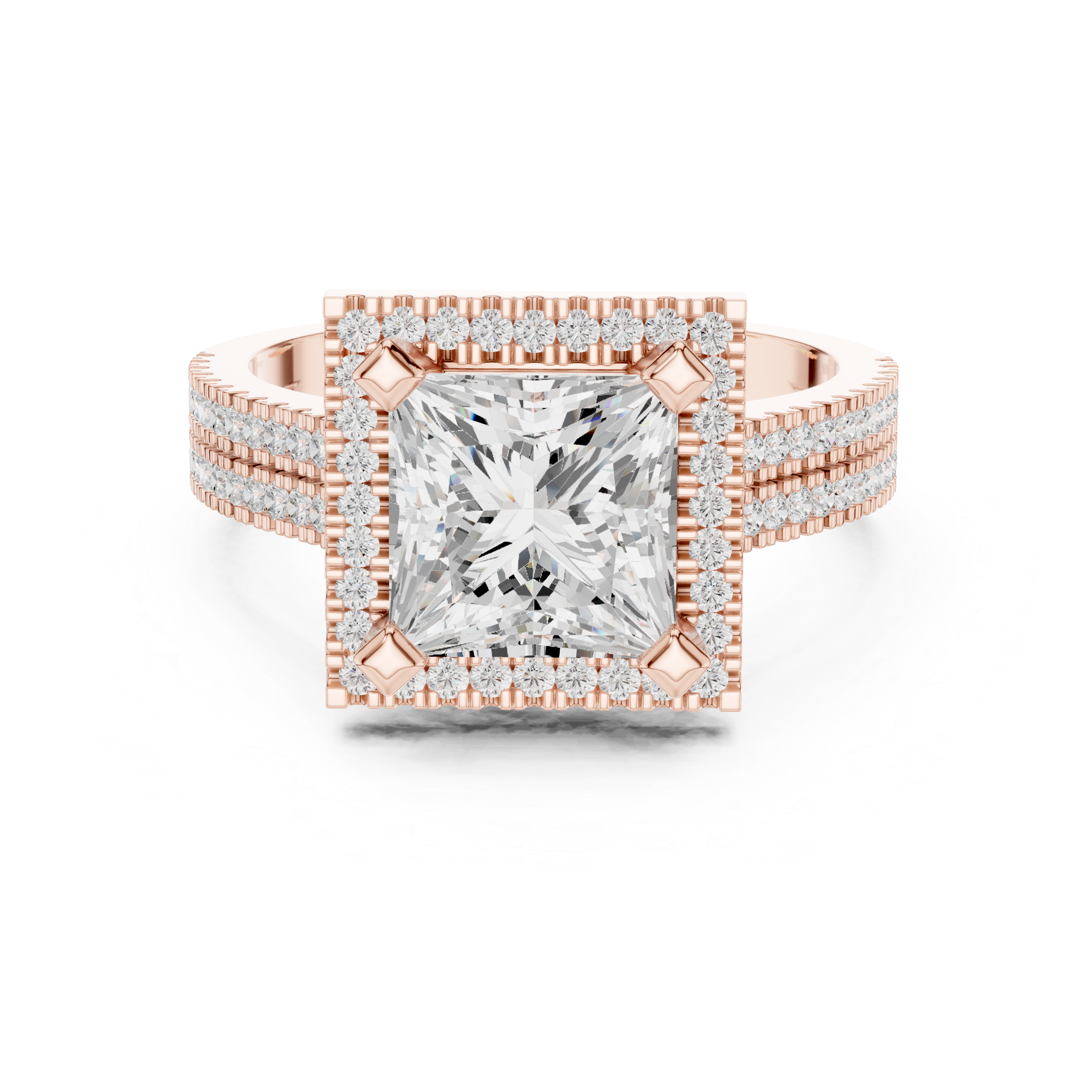Princess Cut Lab-Grown Diamond Halo Ring in Rose Gold – Kiashaa Jewellery