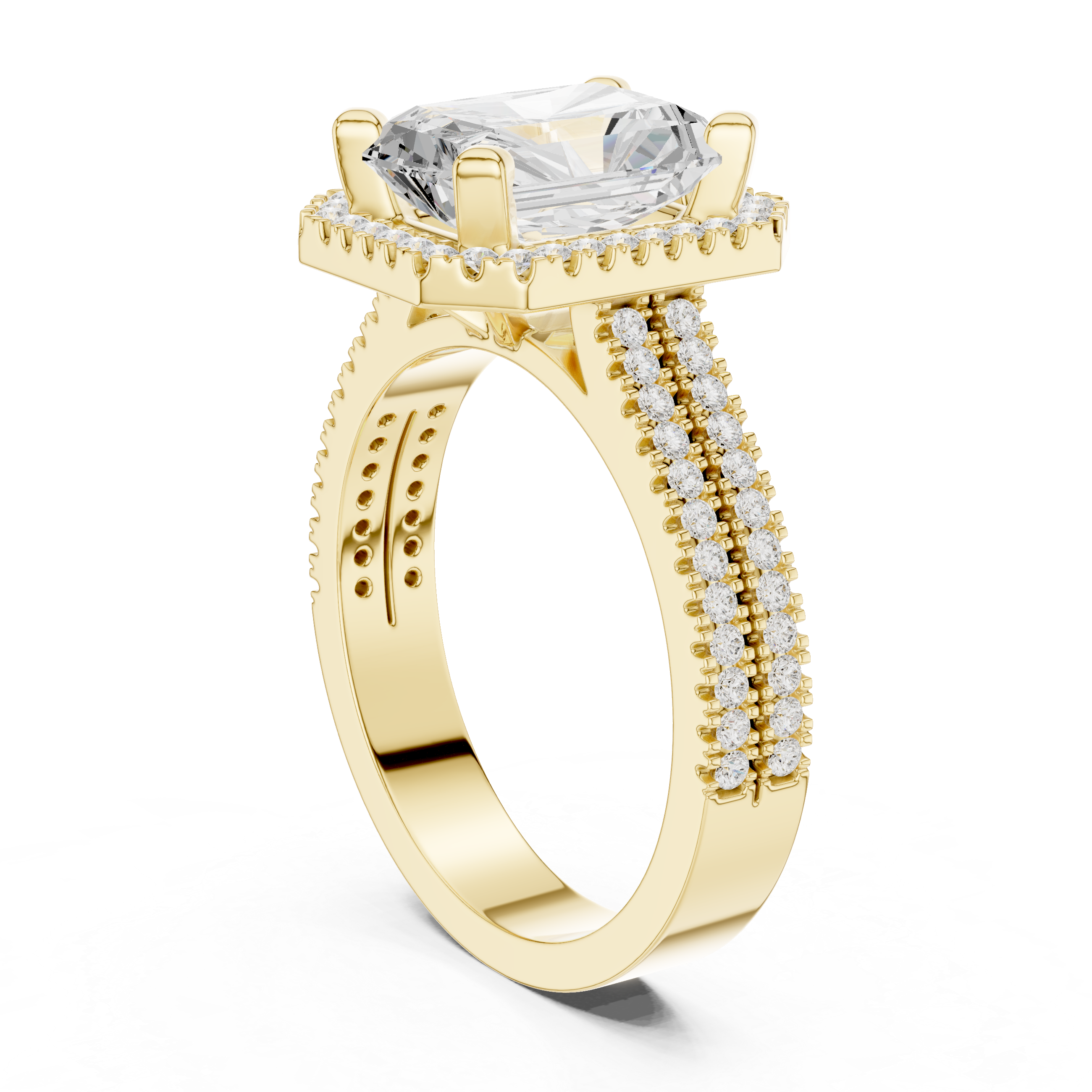 Emerald Cut Lab-Grown Diamond Halo Ring in Rose Gold – Kiashaa Jewellery