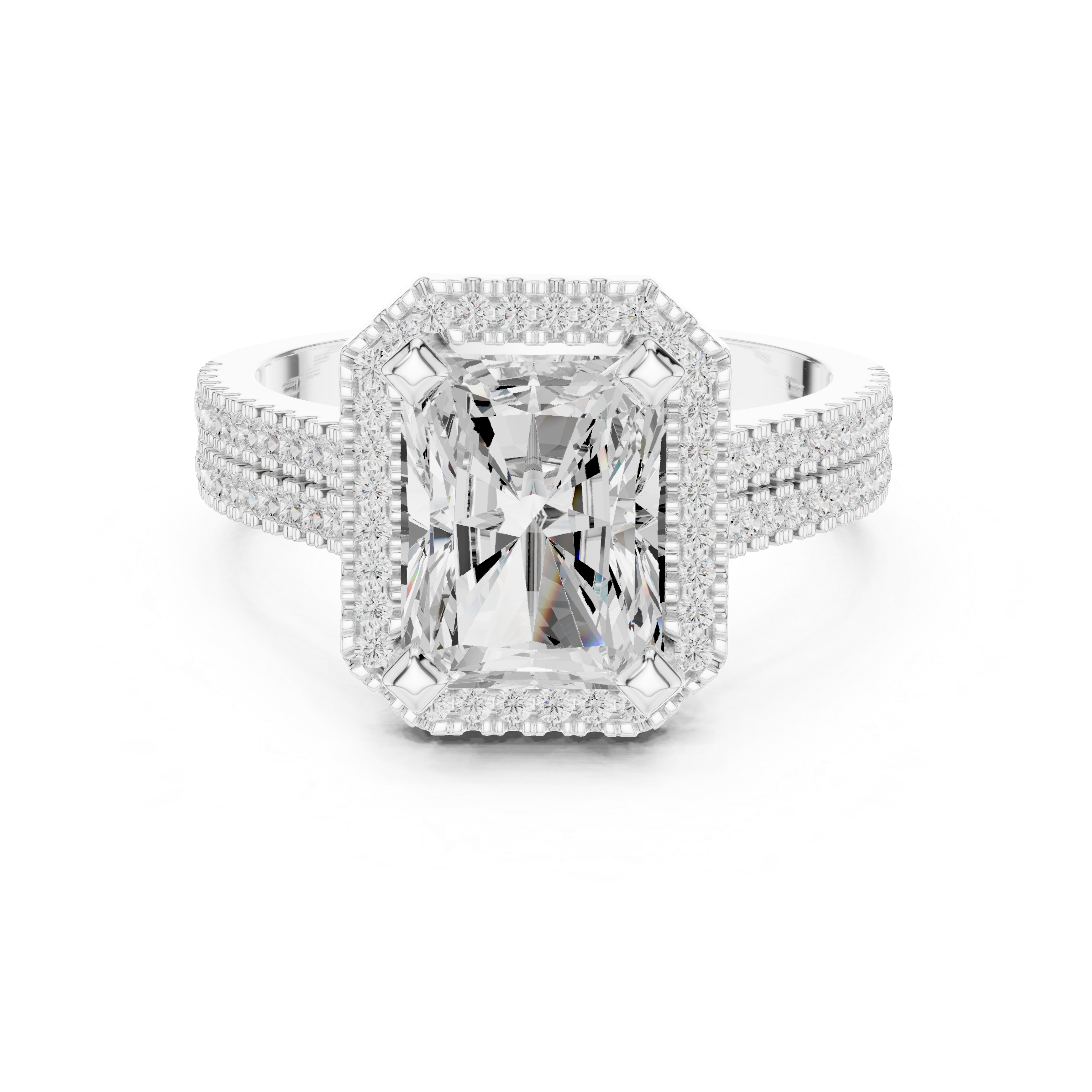 Emerald Cut Lab-Grown Diamond Halo Ring in Rose Gold – Kiashaa Jewellery