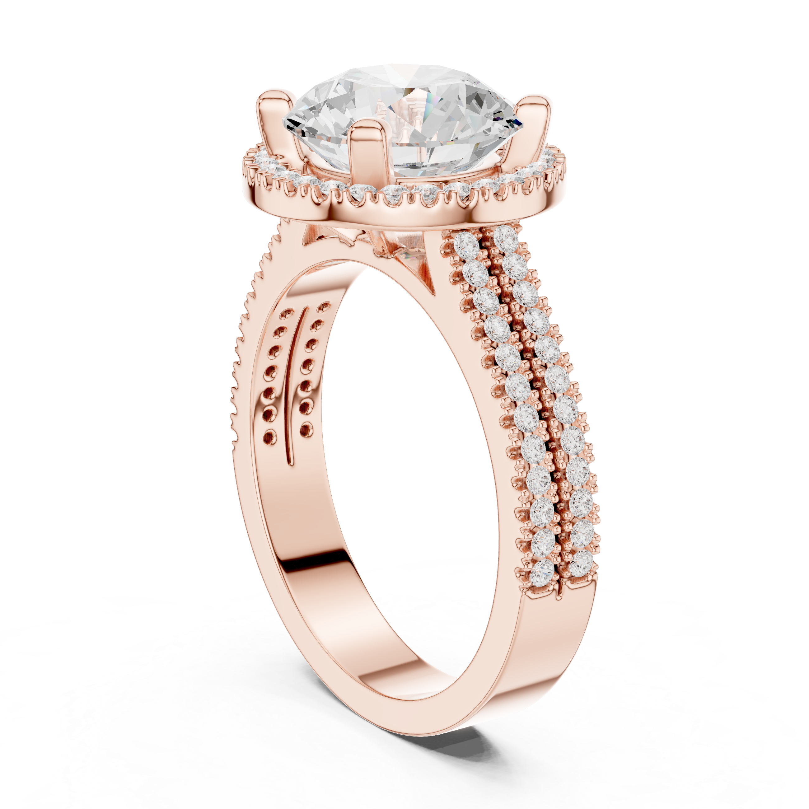 Round Brilliant Cut Lab-Grown Diamond Halo Ring in Rose Gold – Kiashaa Jewellery