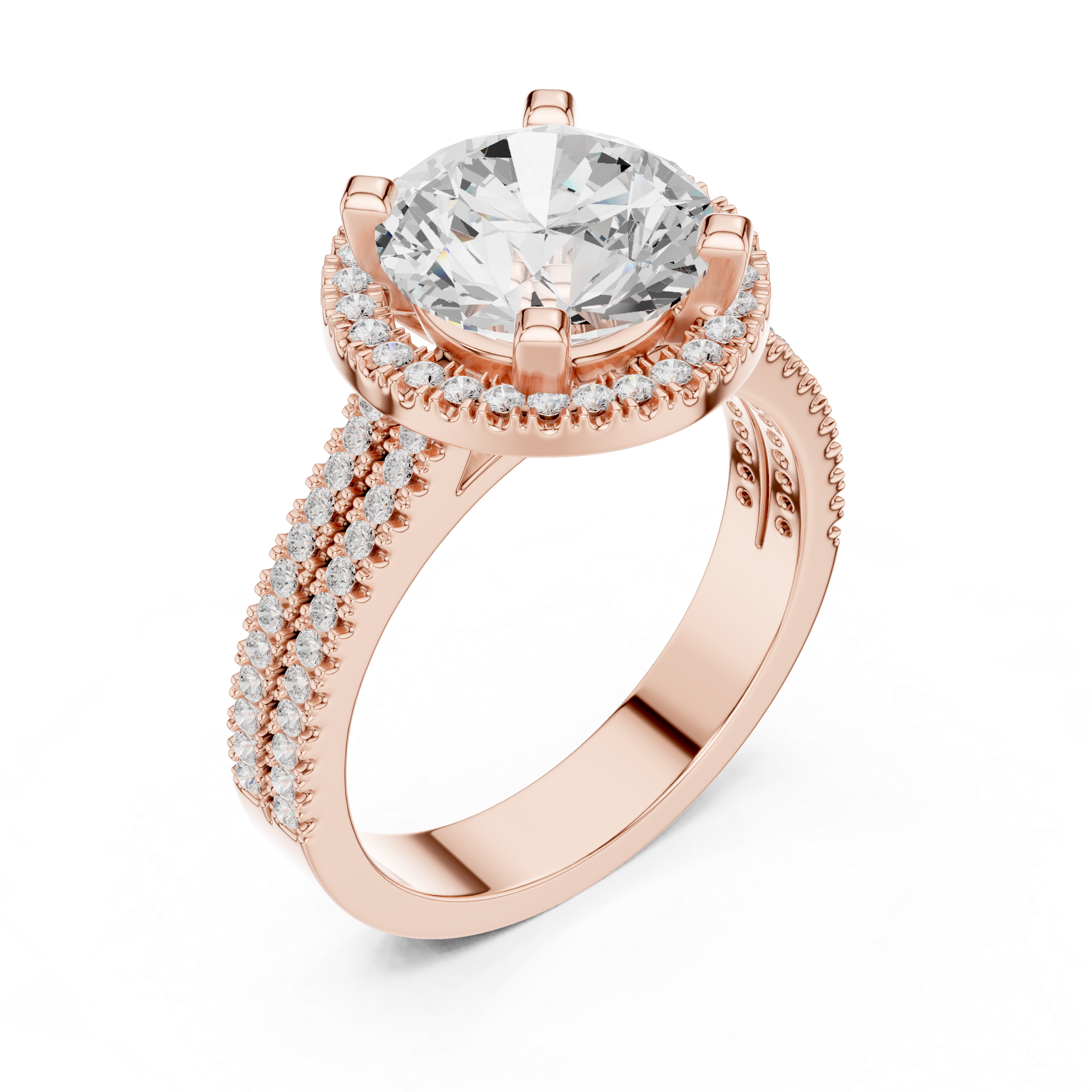 Round Brilliant Cut Lab-Grown Diamond Halo Ring in Rose Gold – Kiashaa Jewellery
