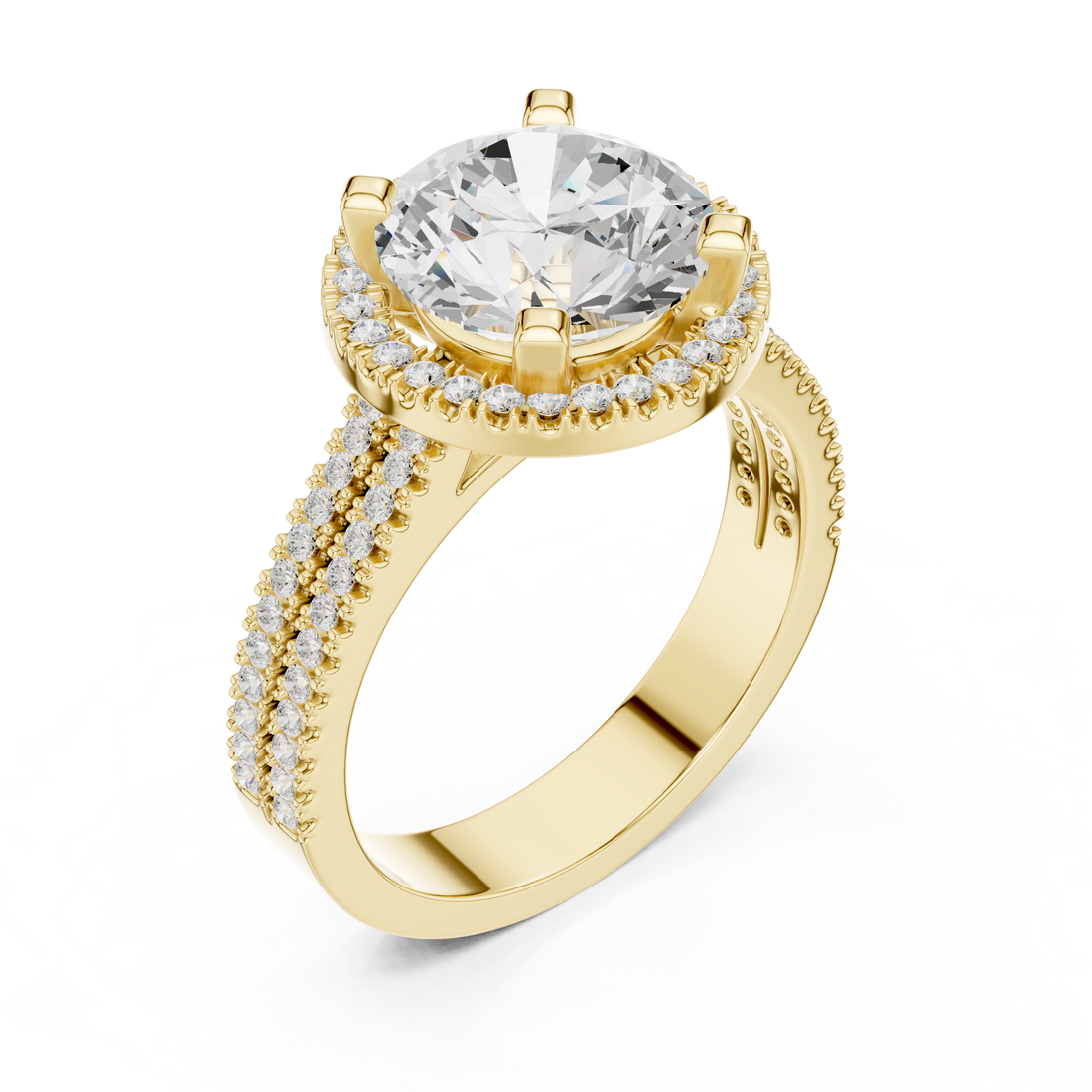 Round Brilliant Cut Lab-Grown Diamond Halo Ring in Rose Gold – Kiashaa Jewellery