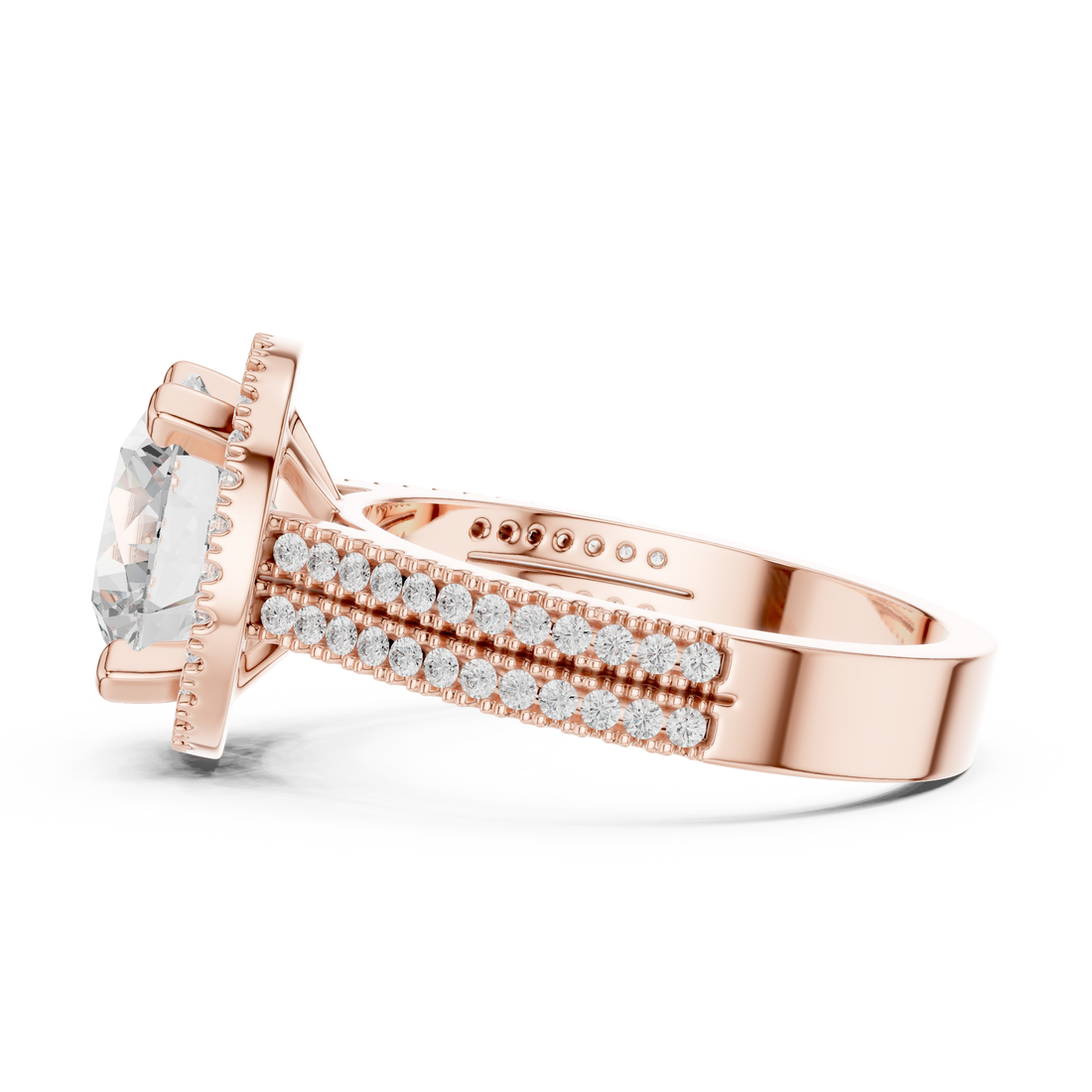 Round Brilliant Cut Lab-Grown Diamond Halo Ring in Rose Gold – Kiashaa Jewellery