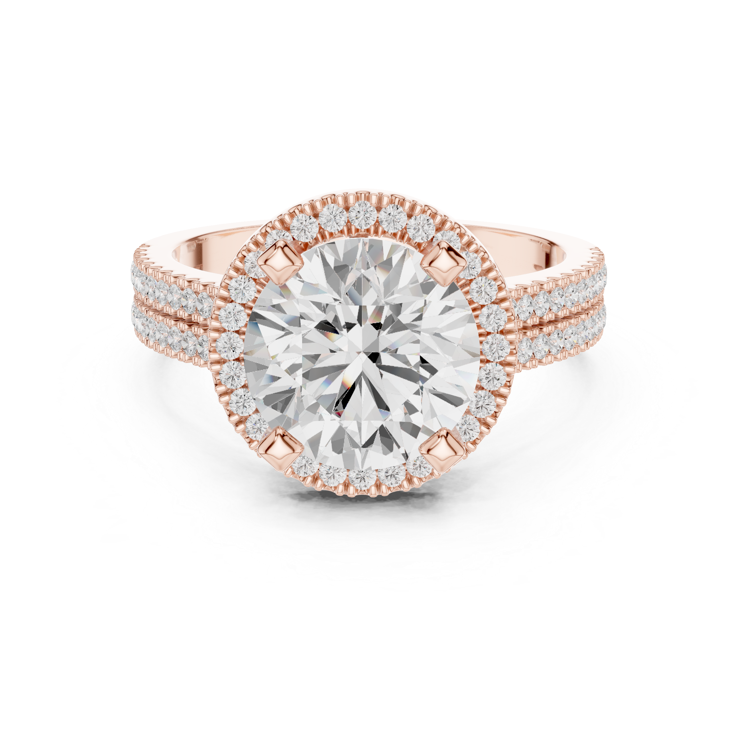 Round Brilliant Cut Lab-Grown Diamond Halo Ring in Rose Gold – Kiashaa Jewellery