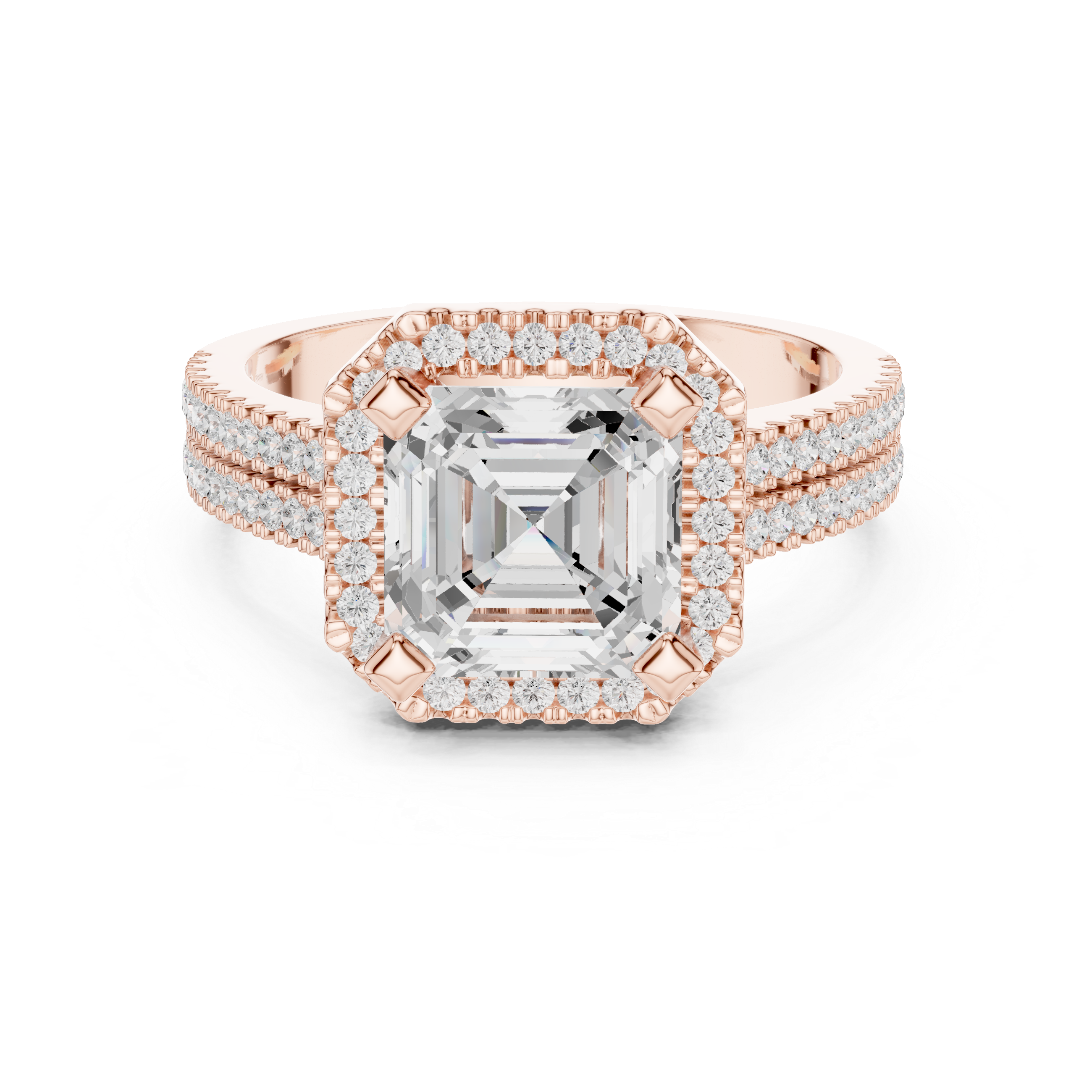 Asscher Cut Lab-Grown Diamond Halo Ring in Rose Gold – Kiashaa Jewellery