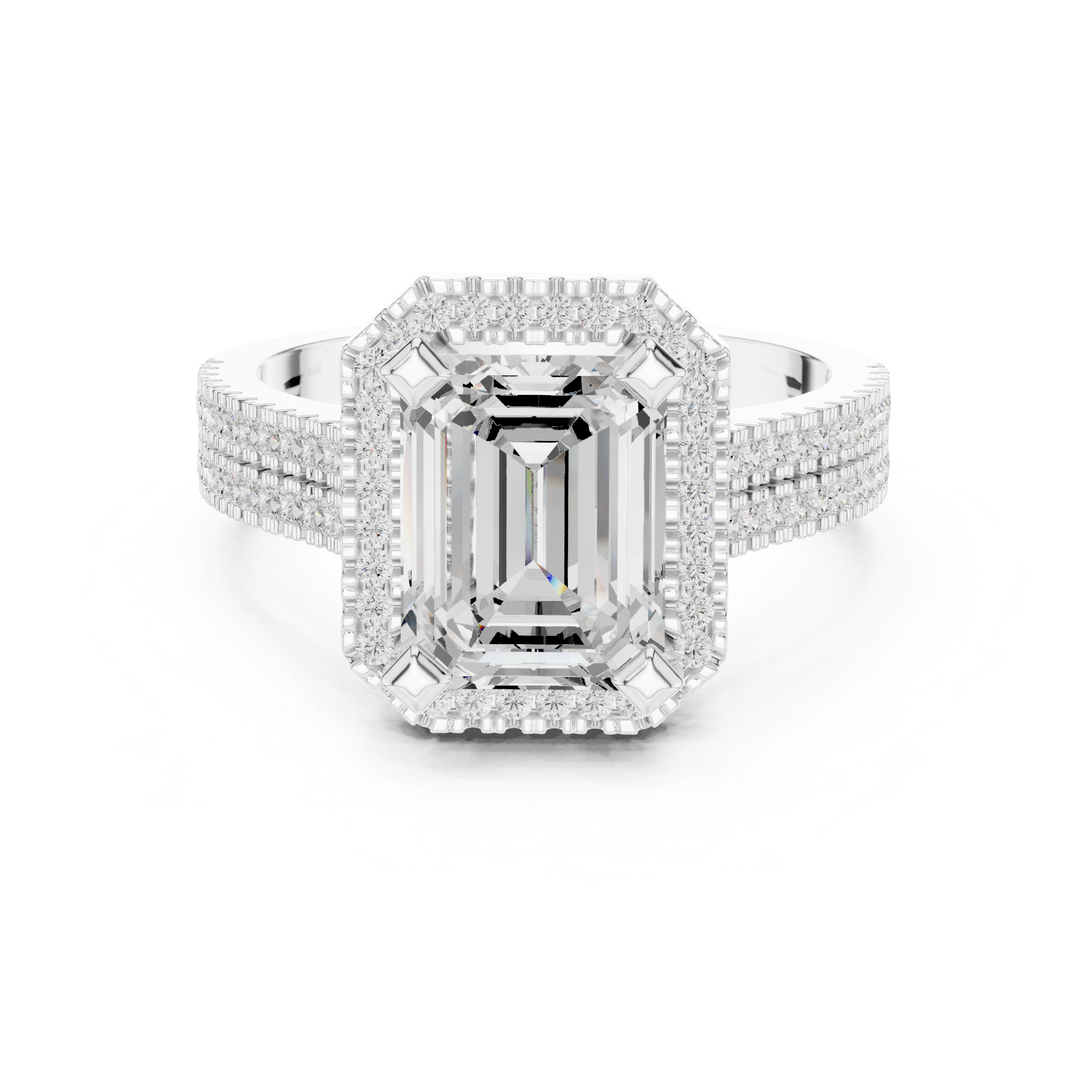 Emerald Cut Diamond Halo Ring in Rose Gold – Kiashaa Jewellery