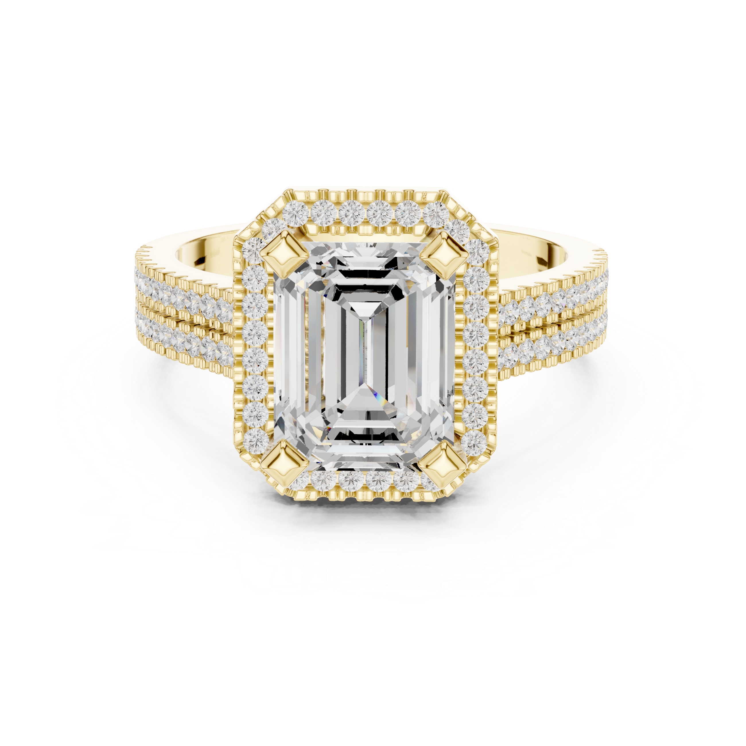 Emerald Cut Diamond Halo Ring in Rose Gold – Kiashaa Jewellery