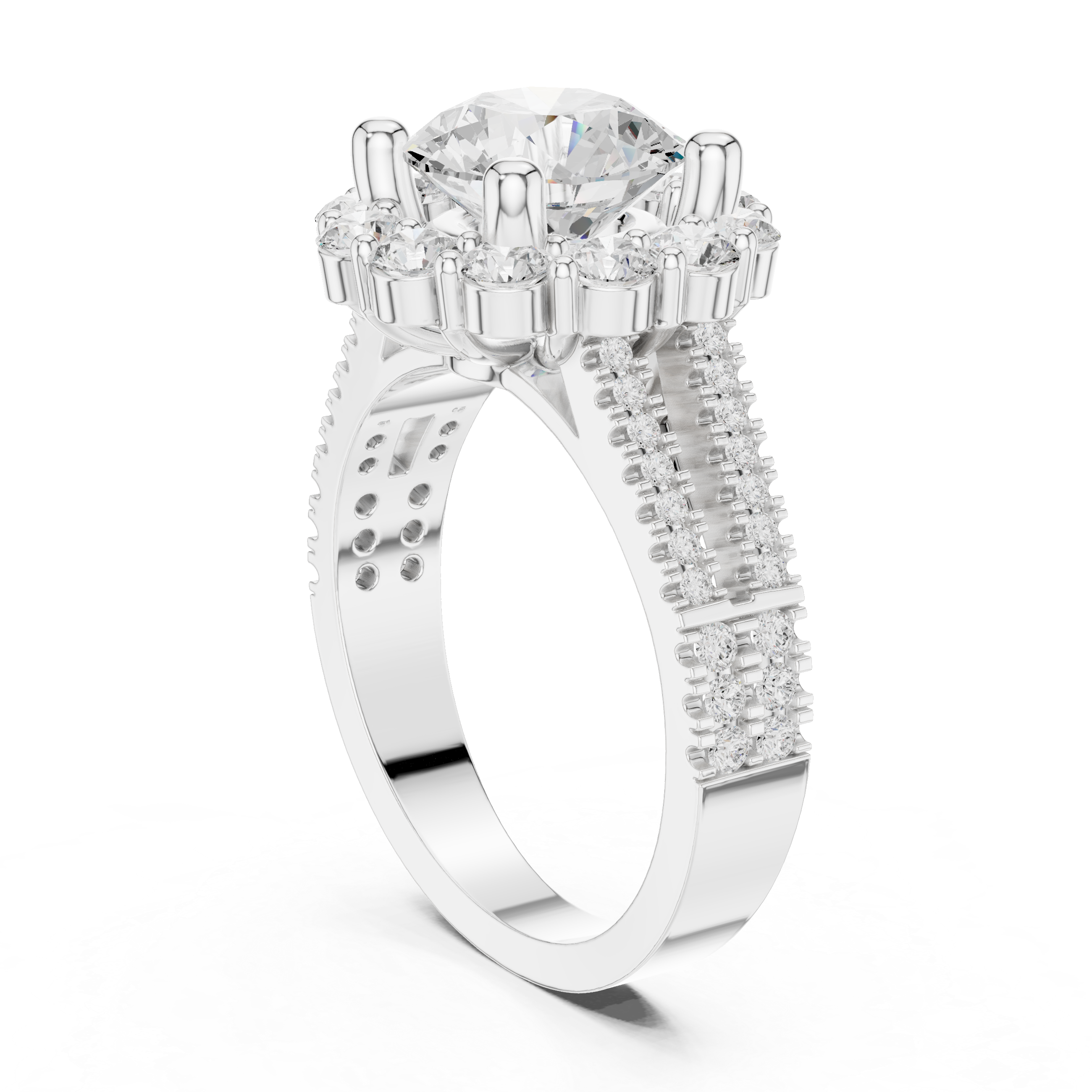 Round Brilliant Cluster Halo Lab-Grown Diamond Ring in Rose Gold – Kiashaa Jewellery