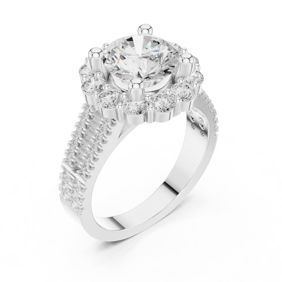 Round Brilliant Cluster Halo Lab-Grown Diamond Ring in Rose Gold – Kiashaa Jewellery