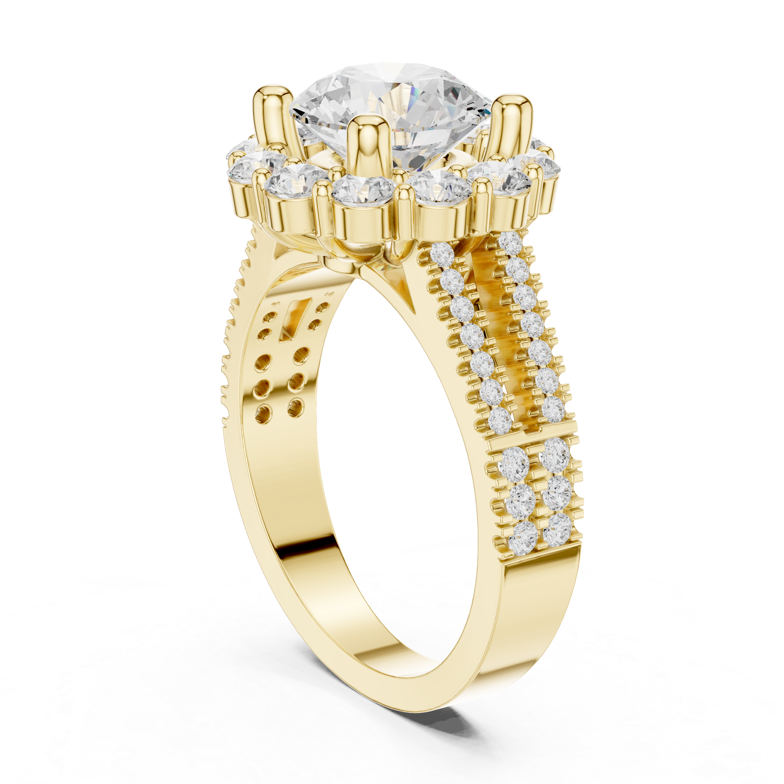 Round Brilliant Cluster Halo Lab-Grown Diamond Ring in Rose Gold – Kiashaa Jewellery