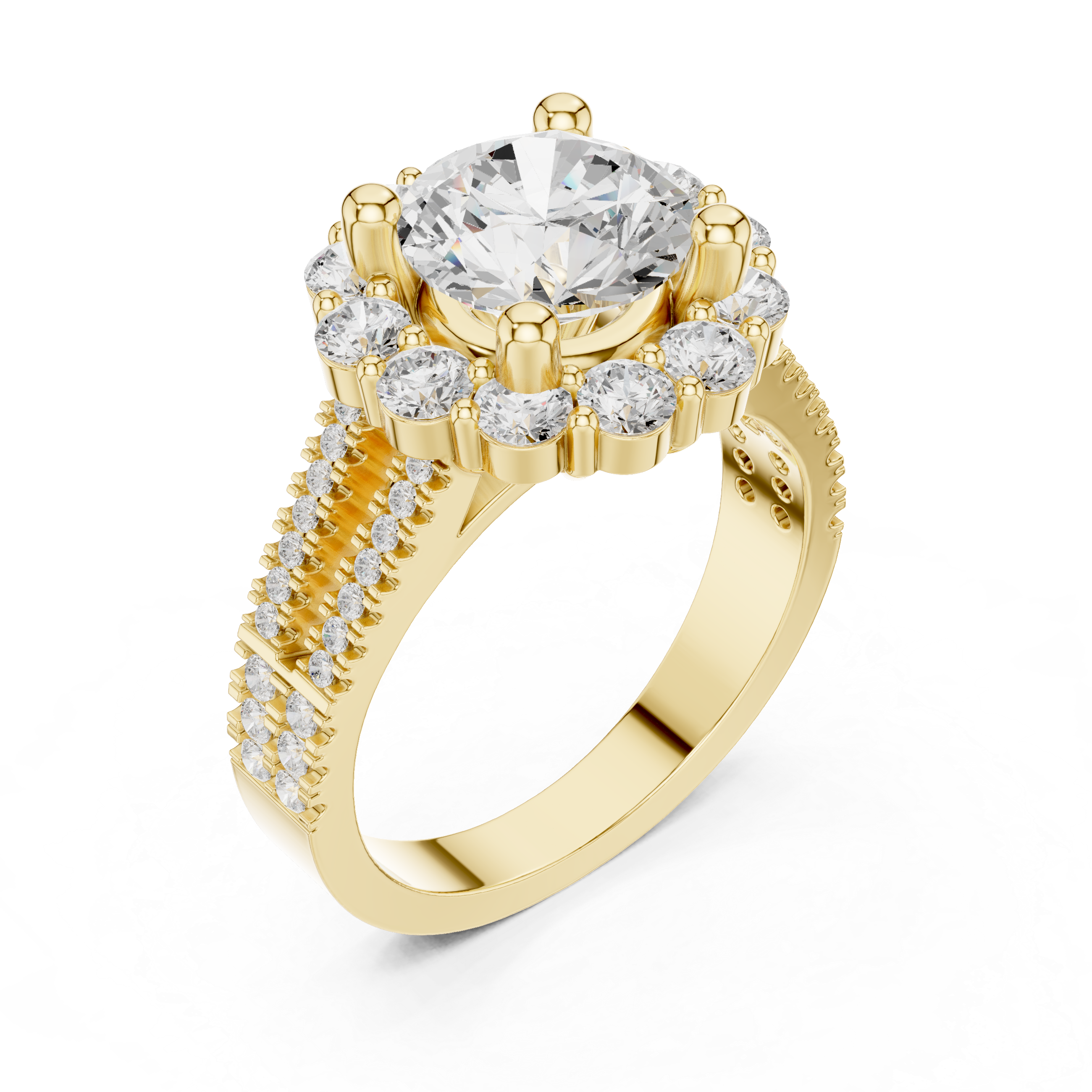 Round Brilliant Cluster Halo Lab-Grown Diamond Ring in Rose Gold – Kiashaa Jewellery