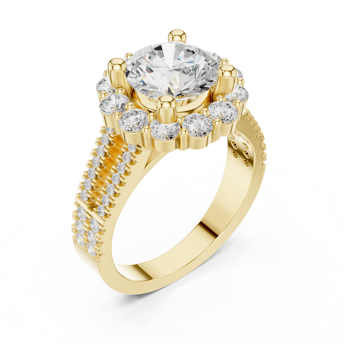 Round Brilliant Cluster Halo Lab-Grown Diamond Ring in Rose Gold – Kiashaa Jewellery