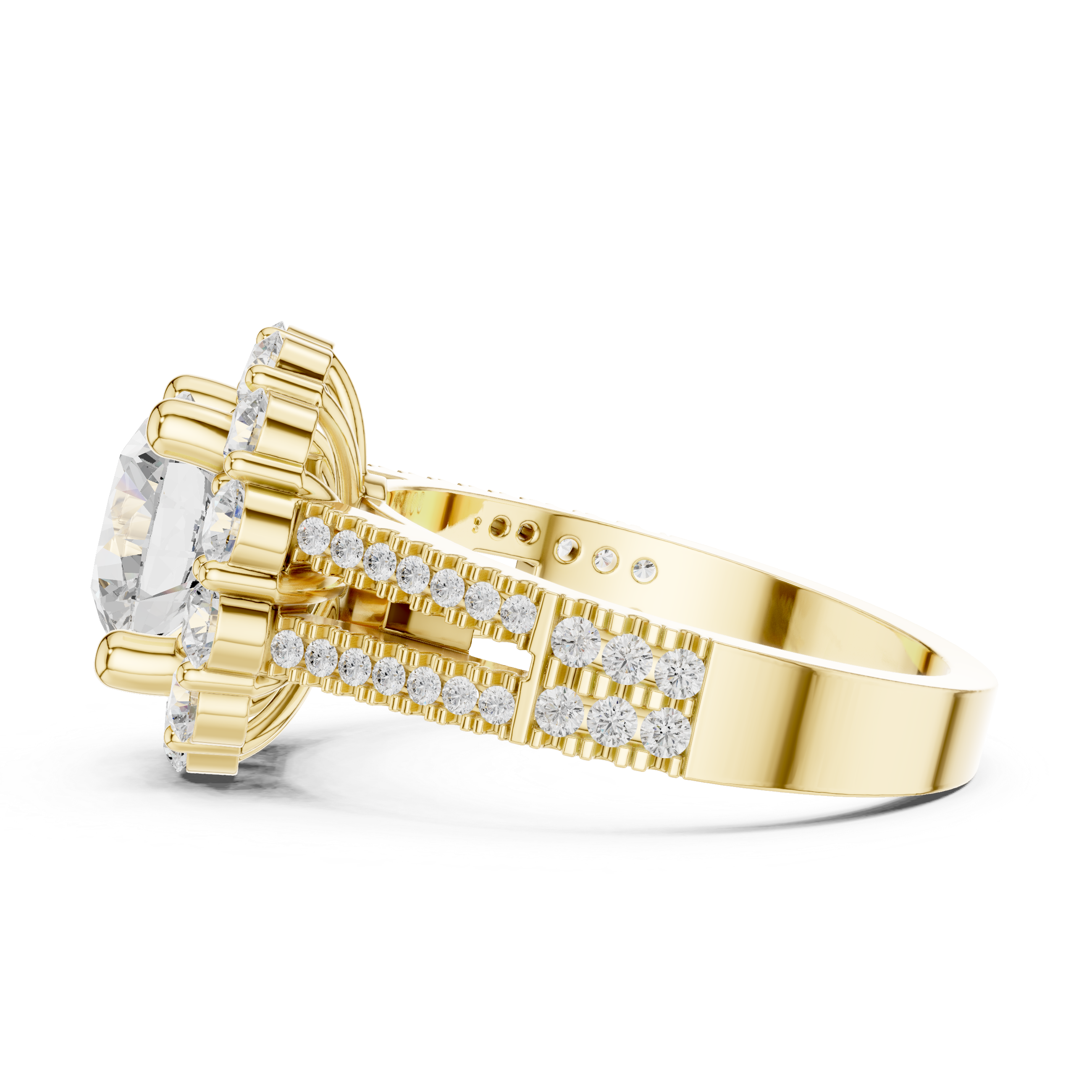 Round Brilliant Cluster Halo Lab-Grown Diamond Ring in Rose Gold – Kiashaa Jewellery