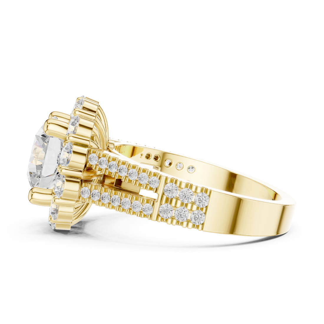 Round Brilliant Cluster Halo Lab-Grown Diamond Ring in Rose Gold – Kiashaa Jewellery