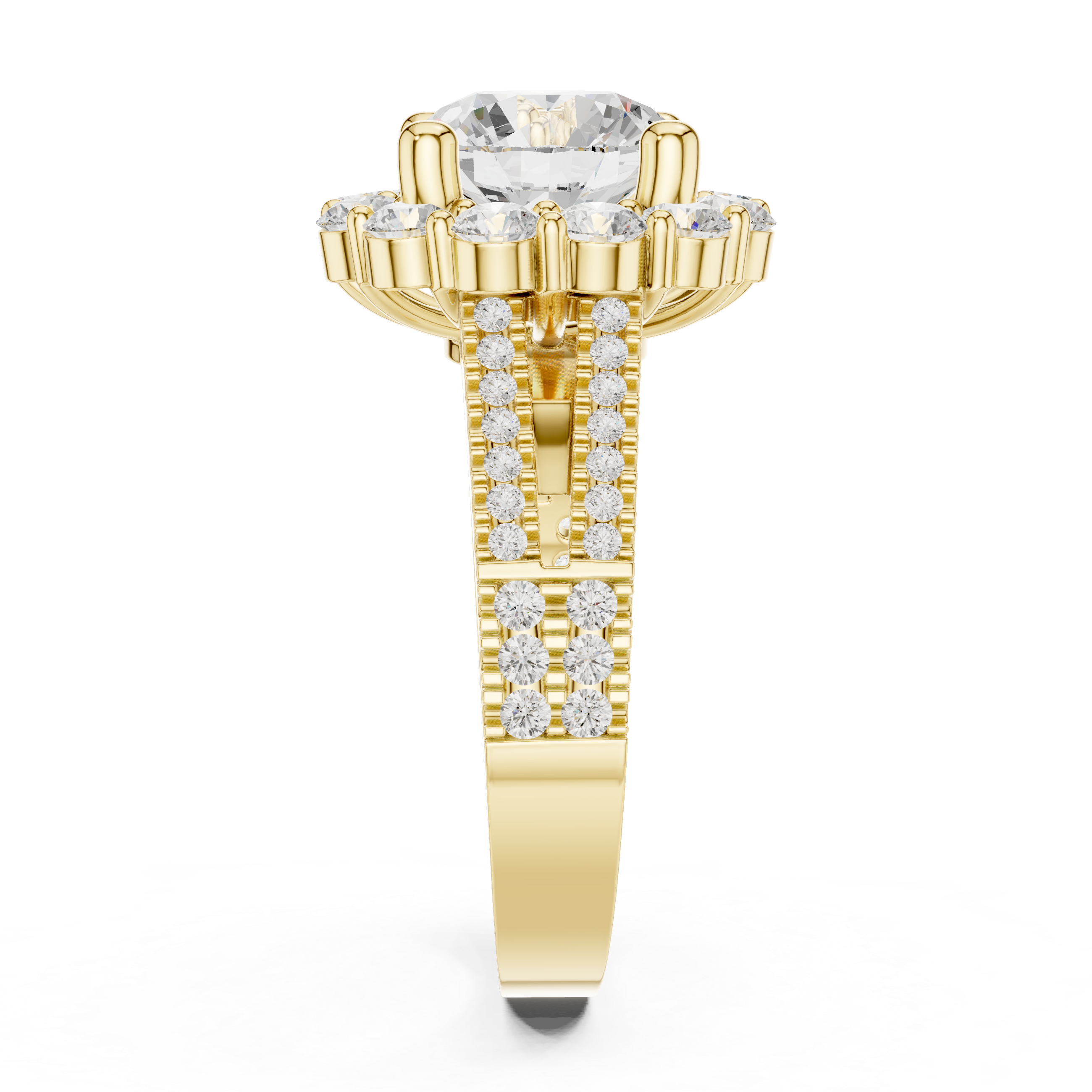 Round Brilliant Cluster Halo Lab-Grown Diamond Ring in Rose Gold – Kiashaa Jewellery