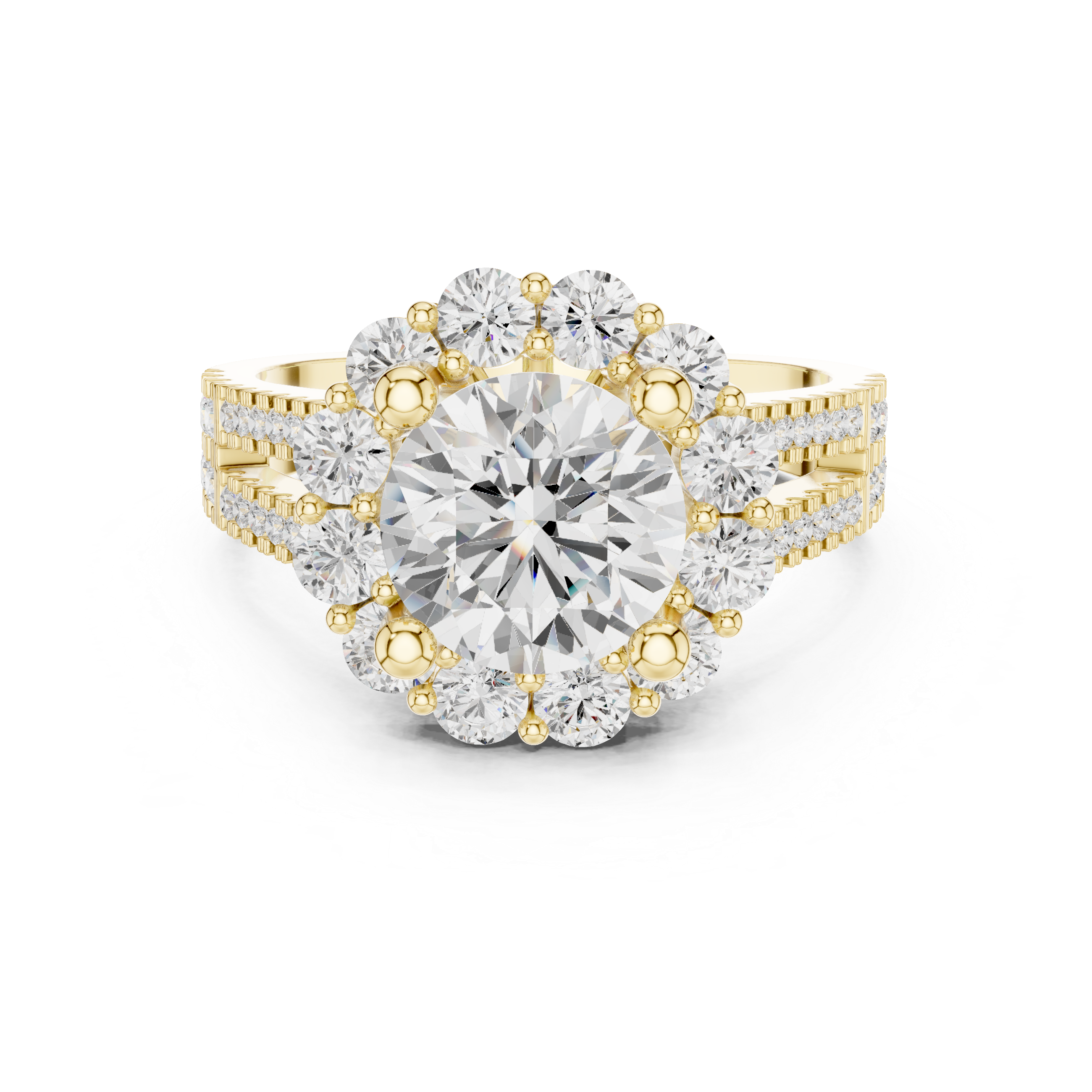 Round Brilliant Cluster Halo Lab-Grown Diamond Ring in Rose Gold – Kiashaa Jewellery