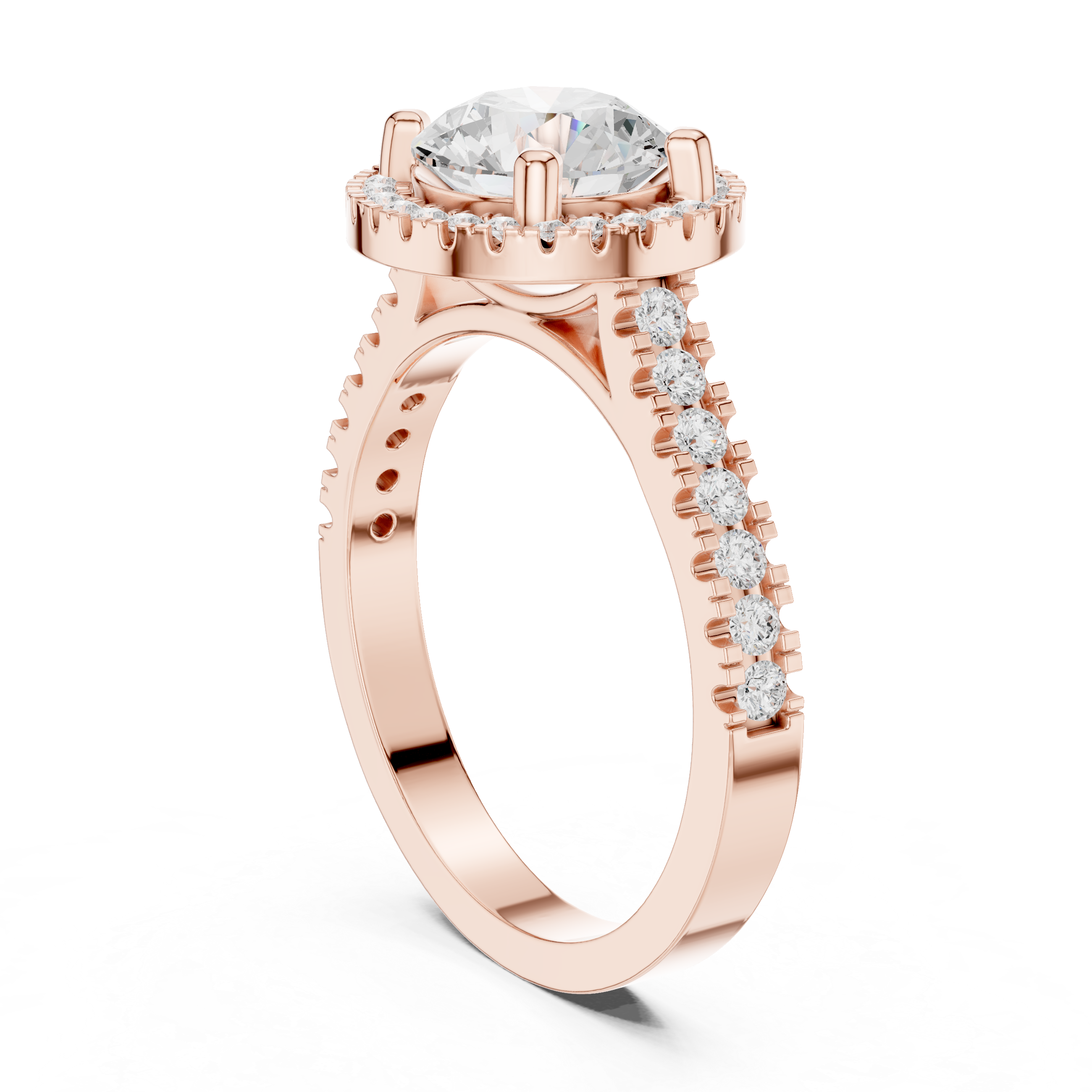 Round Brilliant Halo Lab-Grown Diamond Engagement Ring in Rose Gold – Kiashaa Jewellery
