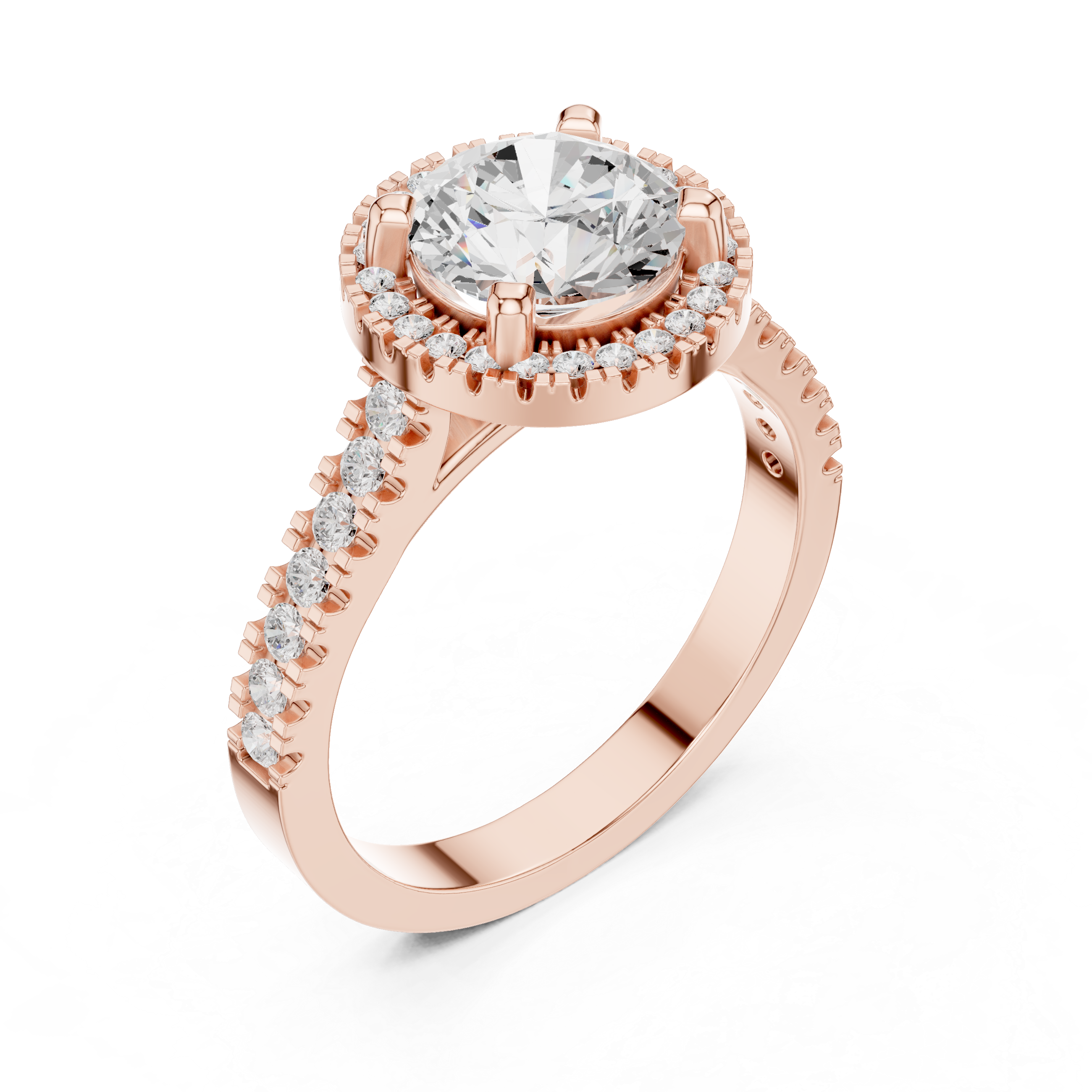 Round Brilliant Halo Lab-Grown Diamond Engagement Ring in Rose Gold – Kiashaa Jewellery