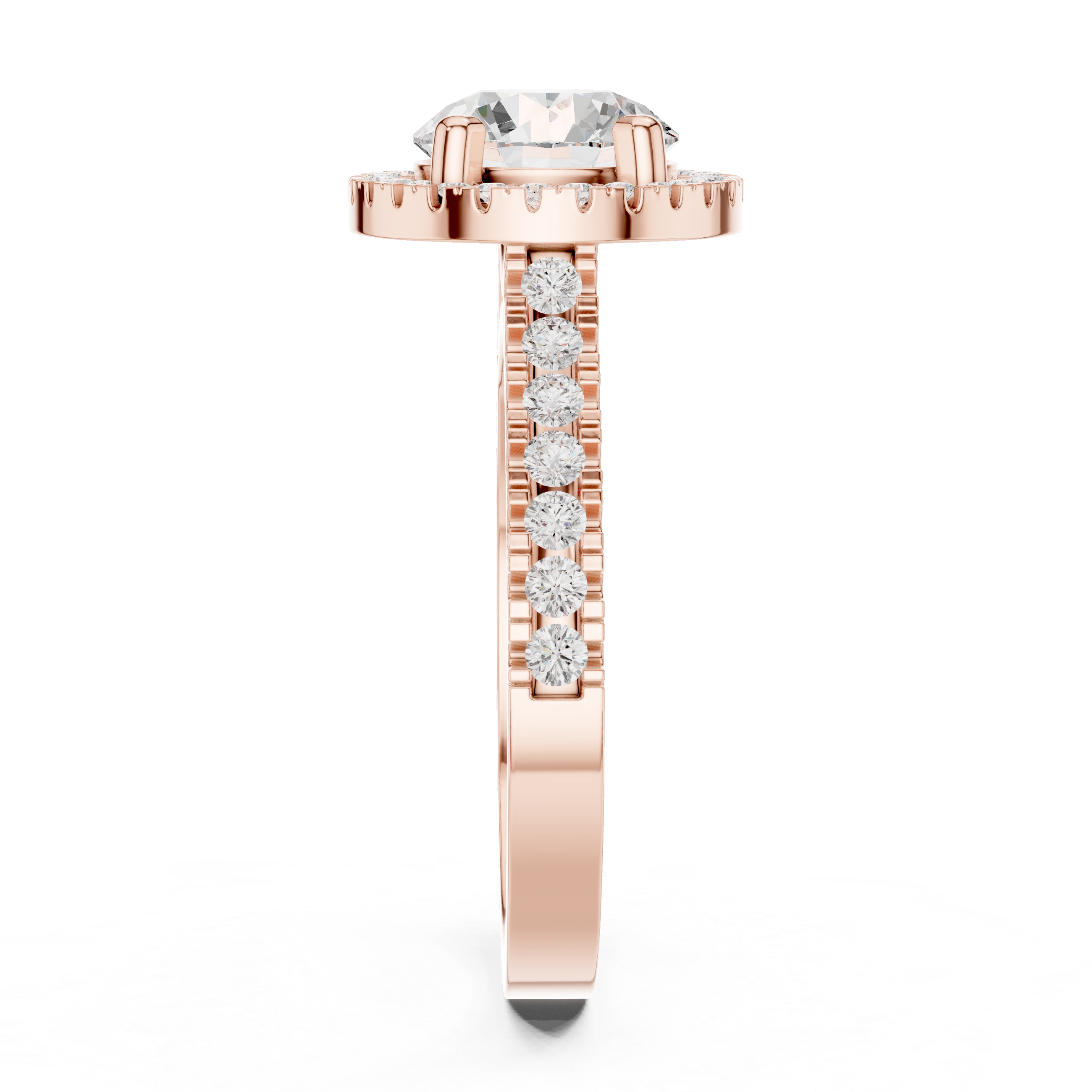 Round Brilliant Halo Lab-Grown Diamond Engagement Ring in Rose Gold – Kiashaa Jewellery