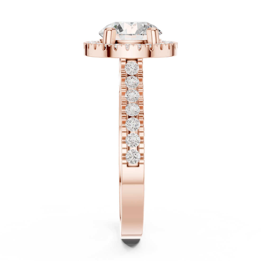 Round Brilliant Halo Lab-Grown Diamond Engagement Ring in Rose Gold – Kiashaa Jewellery