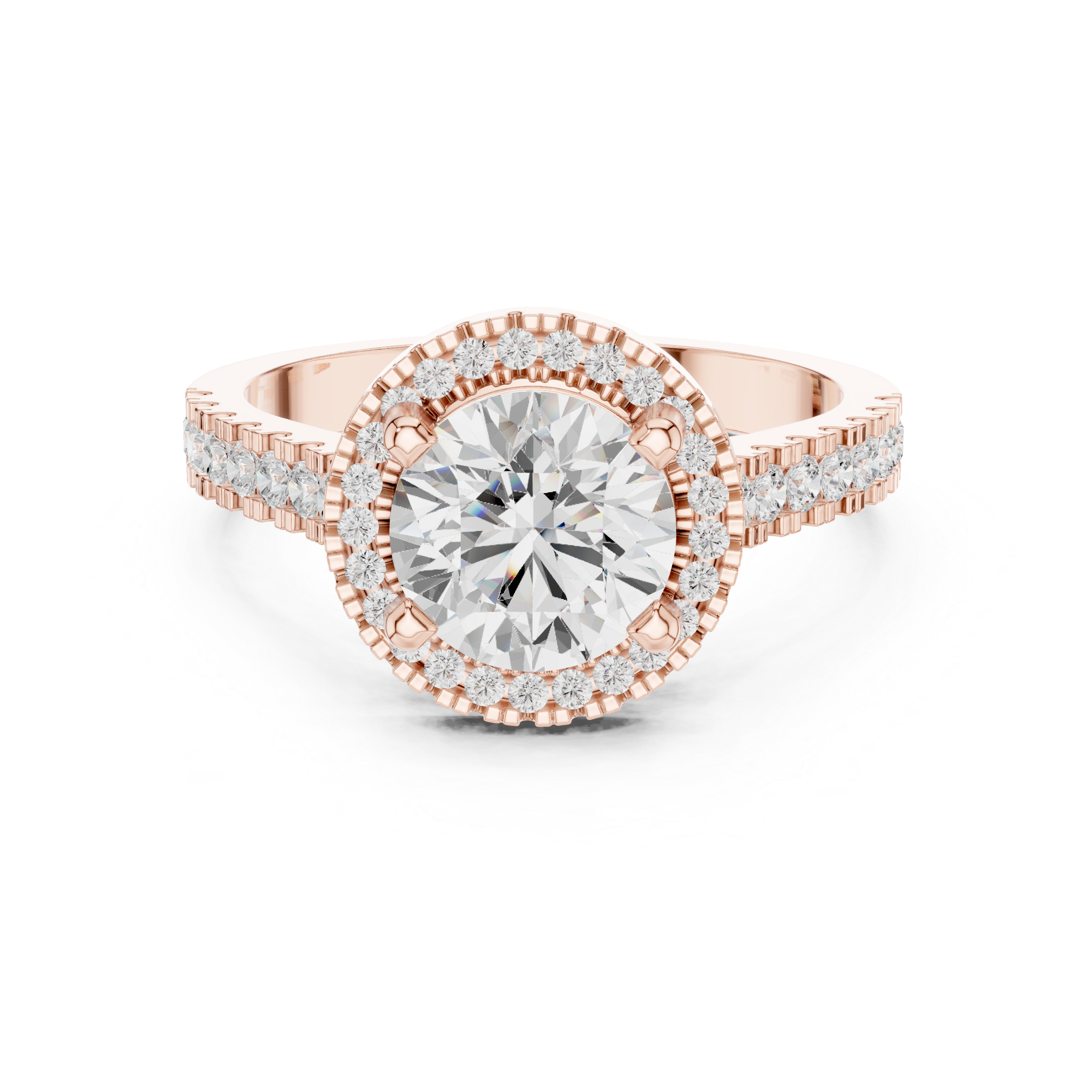Round Brilliant Halo Lab-Grown Diamond Engagement Ring in Rose Gold – Kiashaa Jewellery