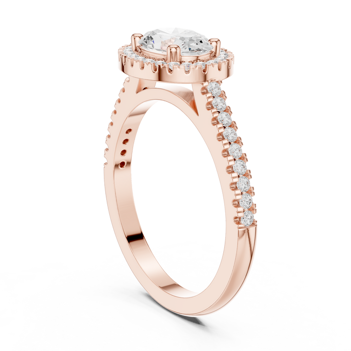 Oval Halo Lab-Grown Diamond Engagement Ring in Rose Gold – Kiashaa Jewellery