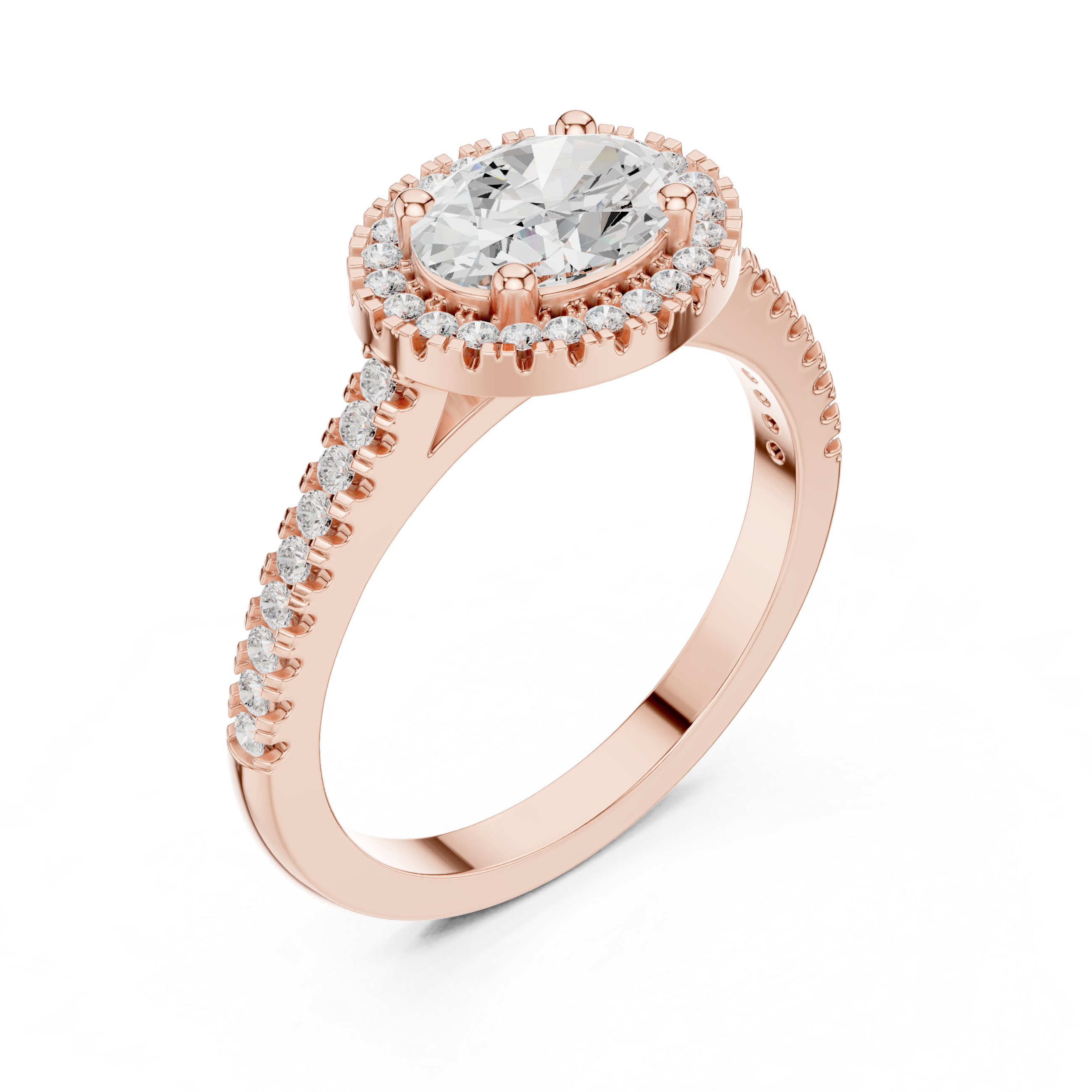 Oval Halo Lab-Grown Diamond Engagement Ring in Rose Gold – Kiashaa Jewellery
