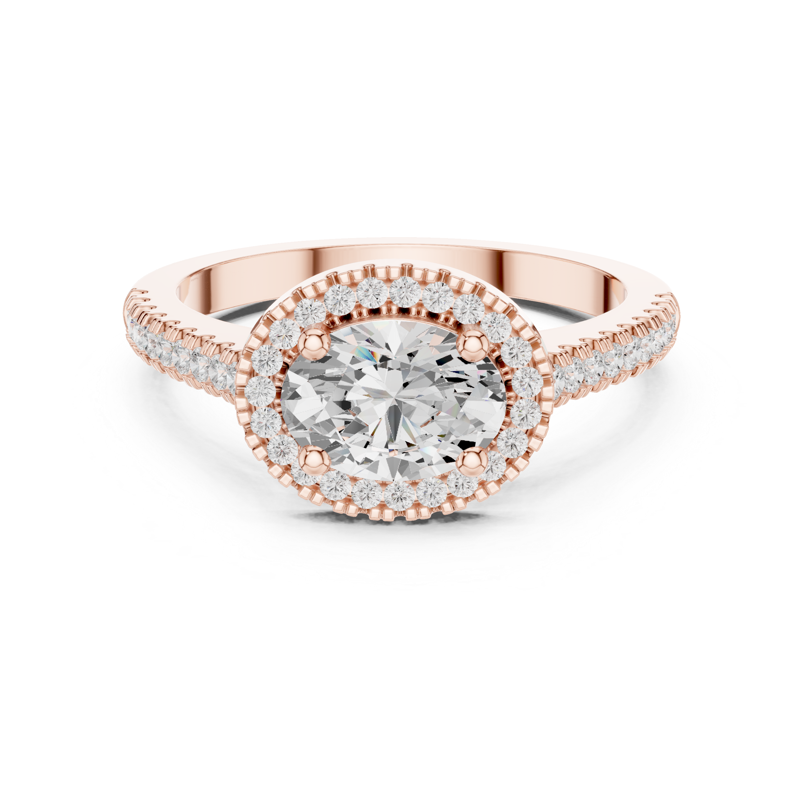 Oval Halo Lab-Grown Diamond Engagement Ring in Rose Gold – Kiashaa Jewellery