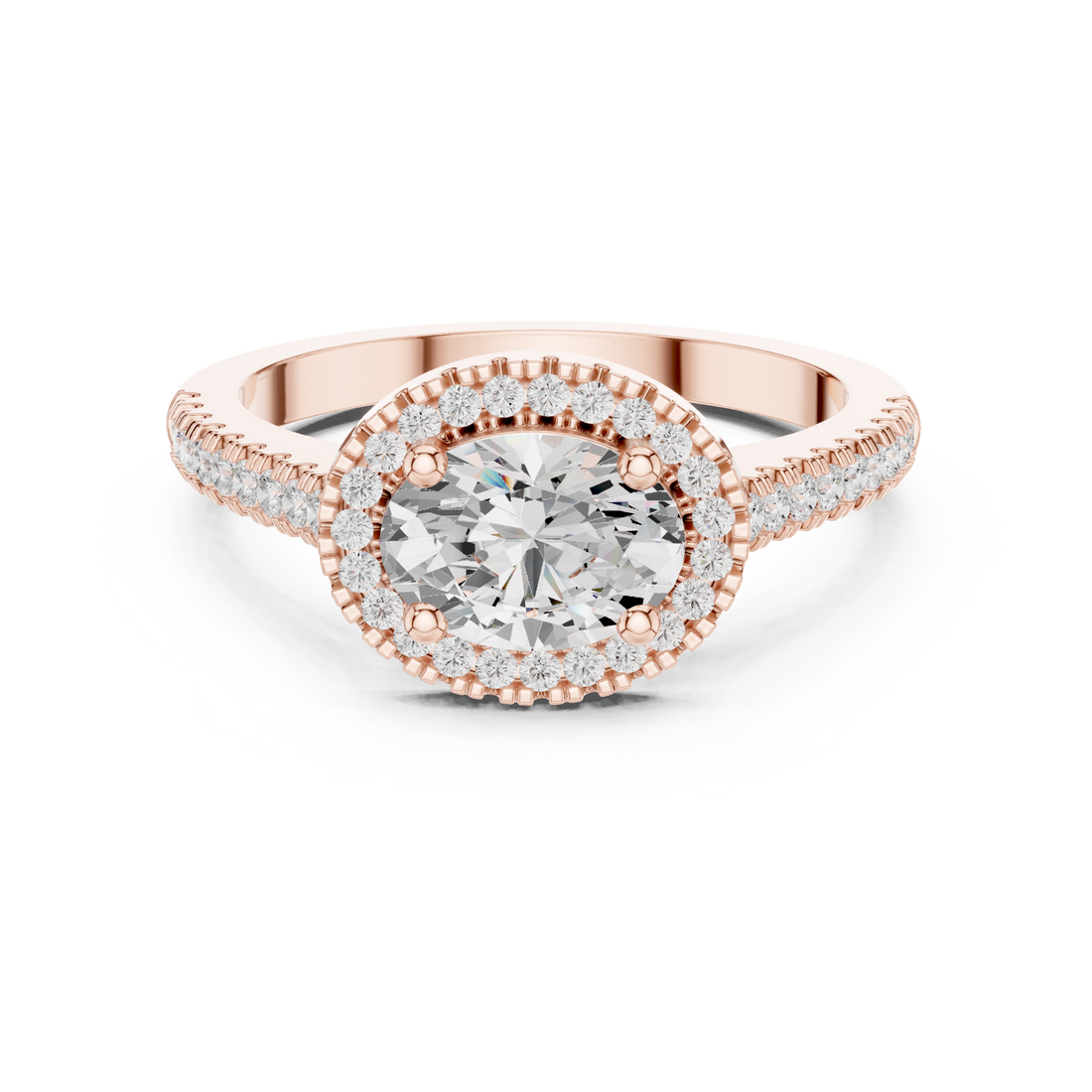 Oval Halo Lab-Grown Diamond Engagement Ring in Rose Gold – Kiashaa Jewellery