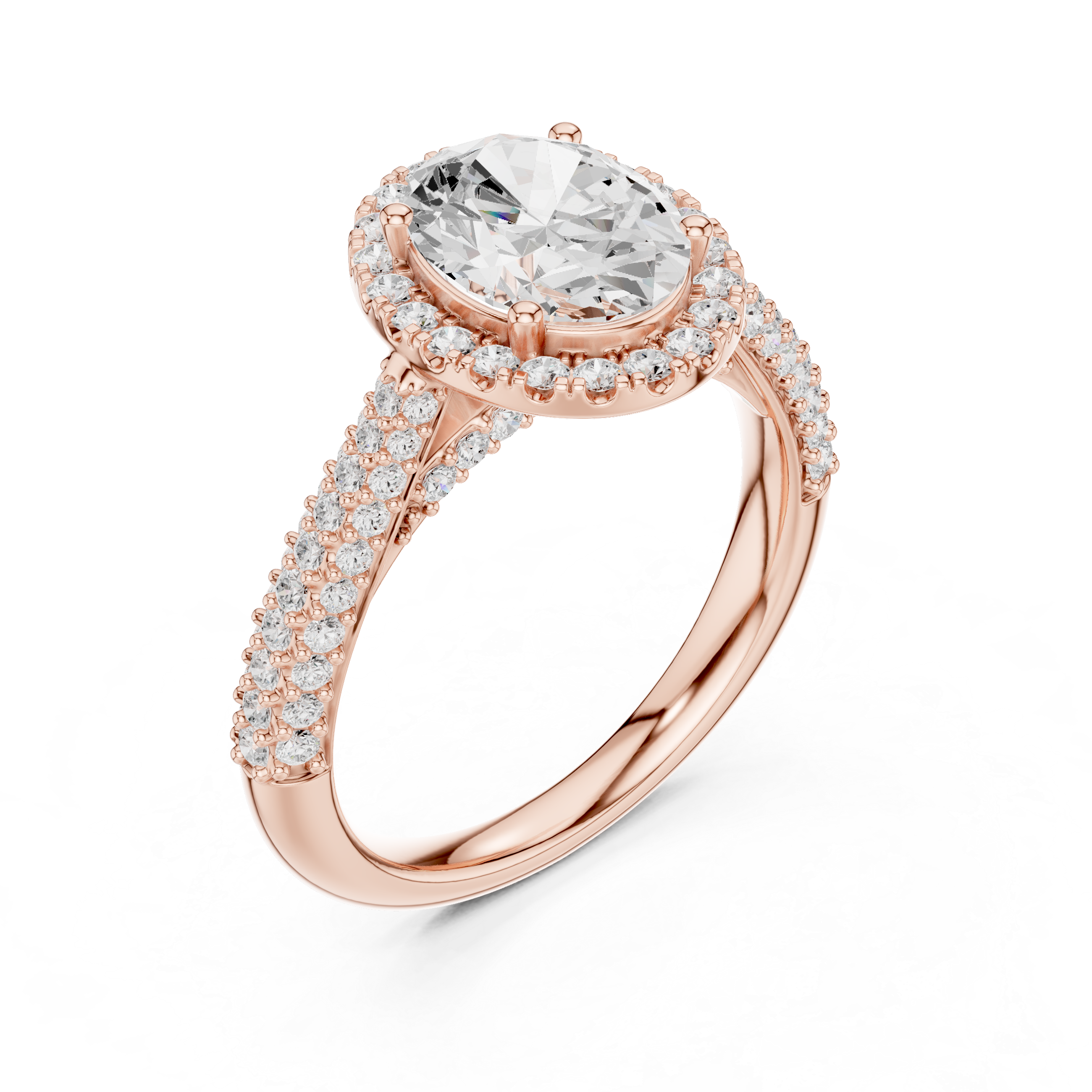 Oval Cut Halo Lab-Grown Diamond Engagement Ring in Rose Gold | Kiashaa Jewellery