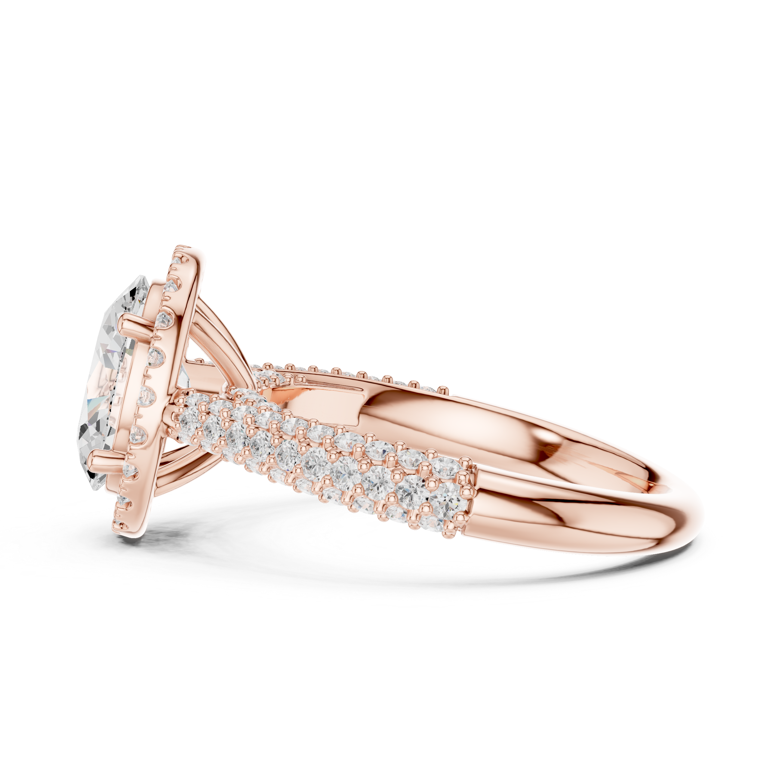 Oval Cut Halo Lab-Grown Diamond Engagement Ring in Rose Gold | Kiashaa Jewellery