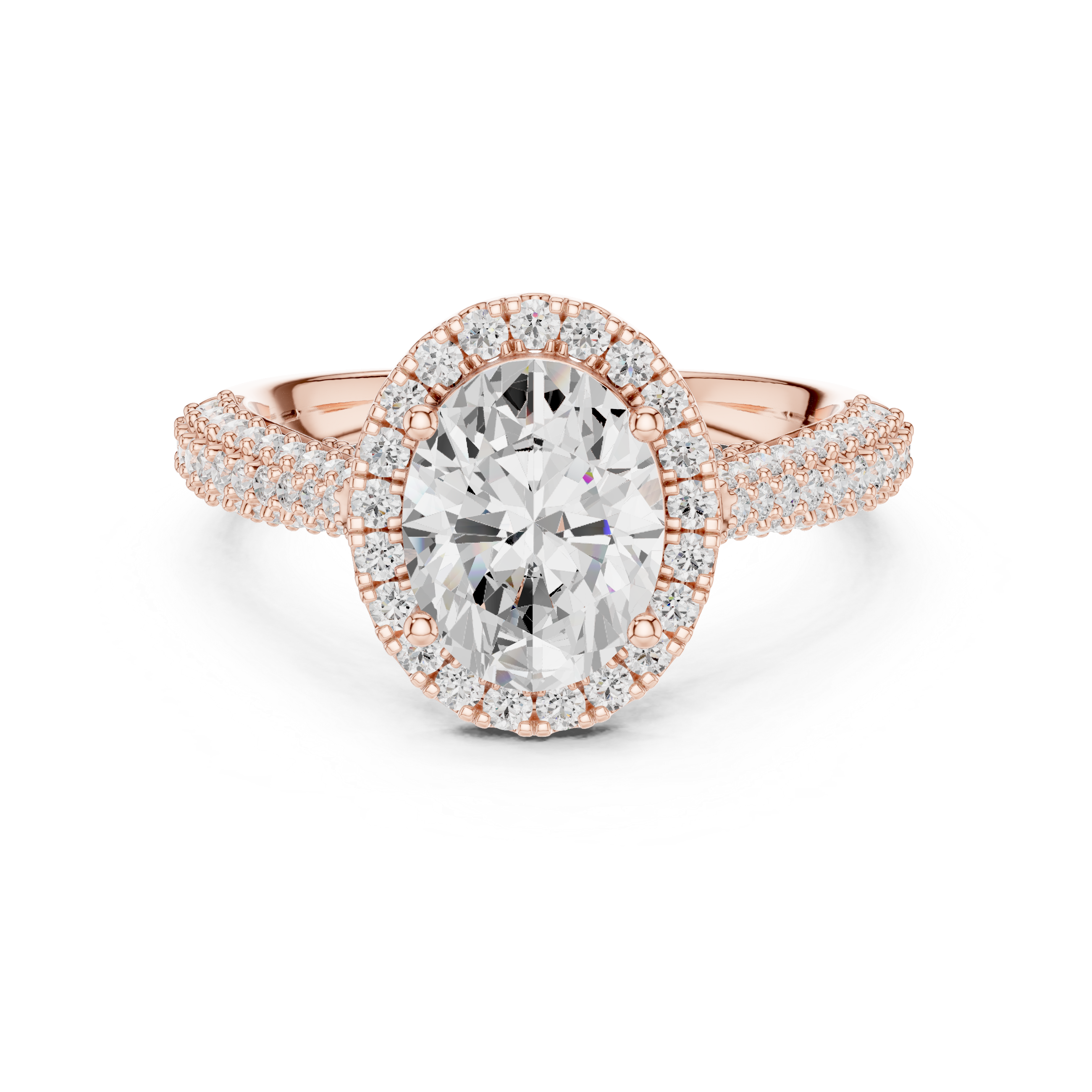 Oval Cut Halo Lab-Grown Diamond Engagement Ring in Rose Gold | Kiashaa Jewellery