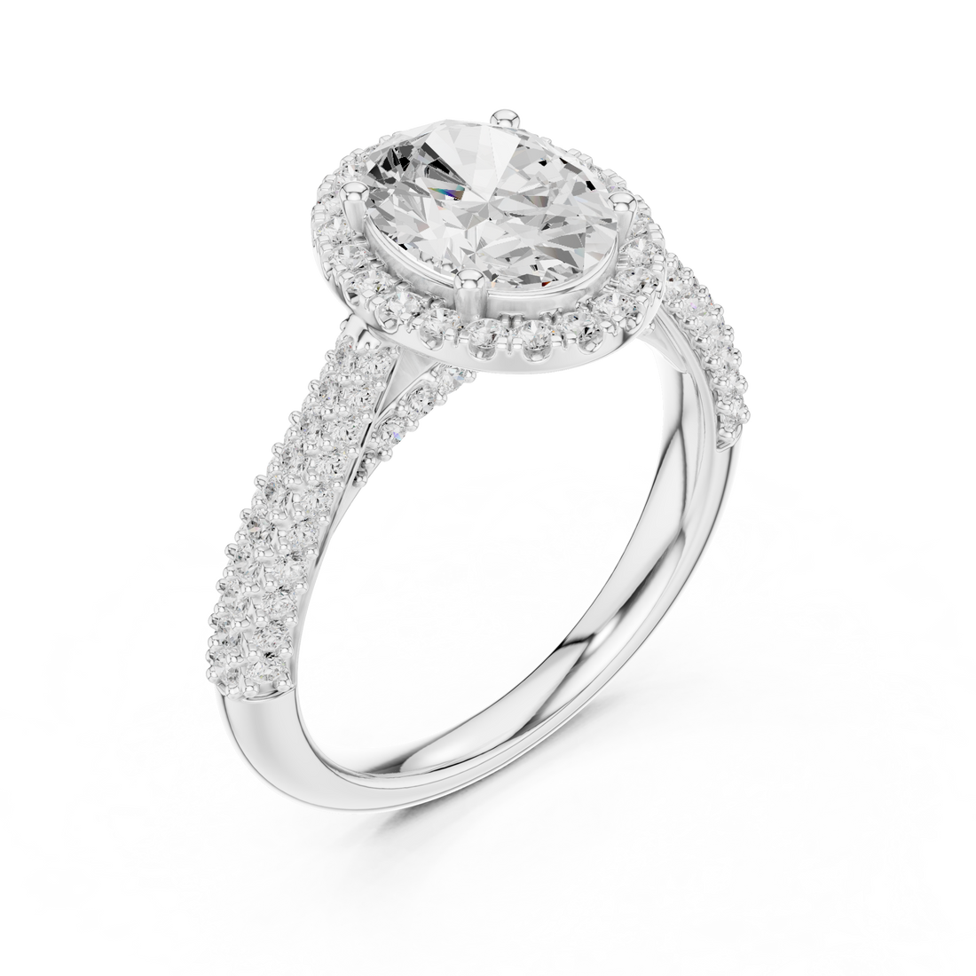 Oval Cut Halo Lab-Grown Diamond Engagement Ring in Rose Gold | Kiashaa Jewellery