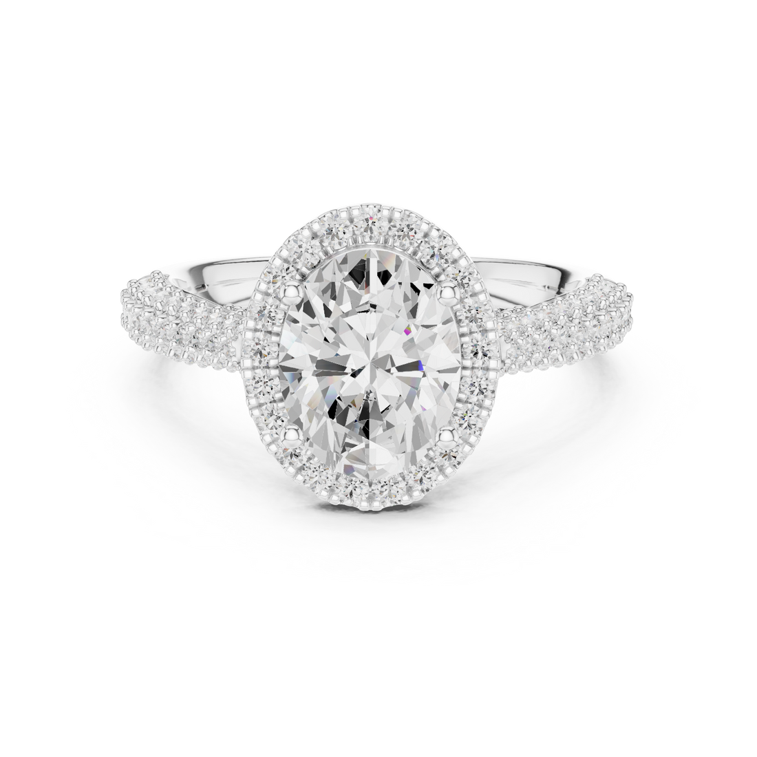 Oval Cut Halo Lab-Grown Diamond Engagement Ring in Rose Gold | Kiashaa Jewellery