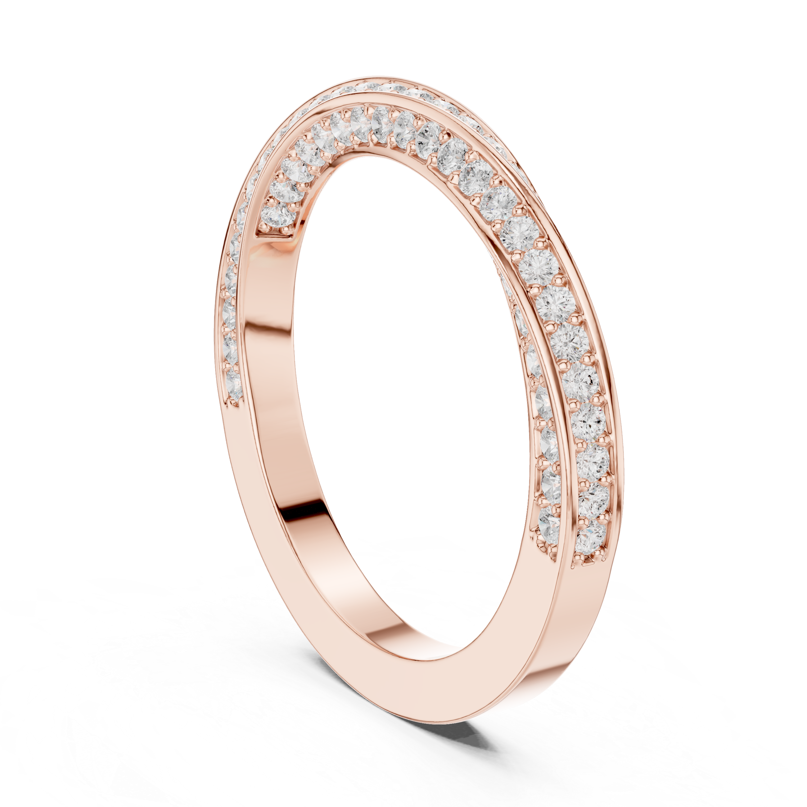 Double Row Lab-Grown Diamond Band in Rose Gold | Kiashaa Jewellery