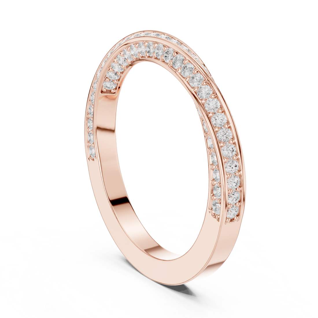 Double Row Lab-Grown Diamond Band in Rose Gold | Kiashaa Jewellery