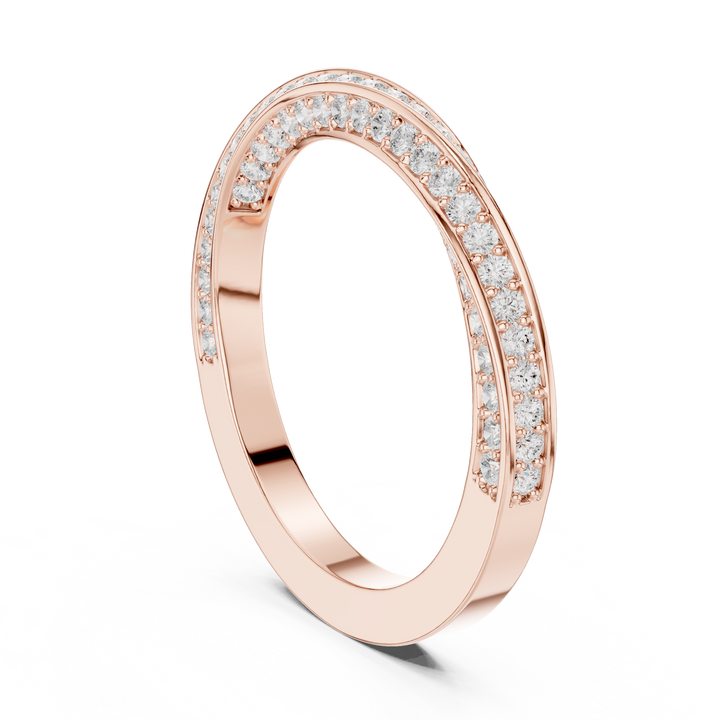Double Row Lab-Grown Diamond Band in Rose Gold | Kiashaa Jewellery