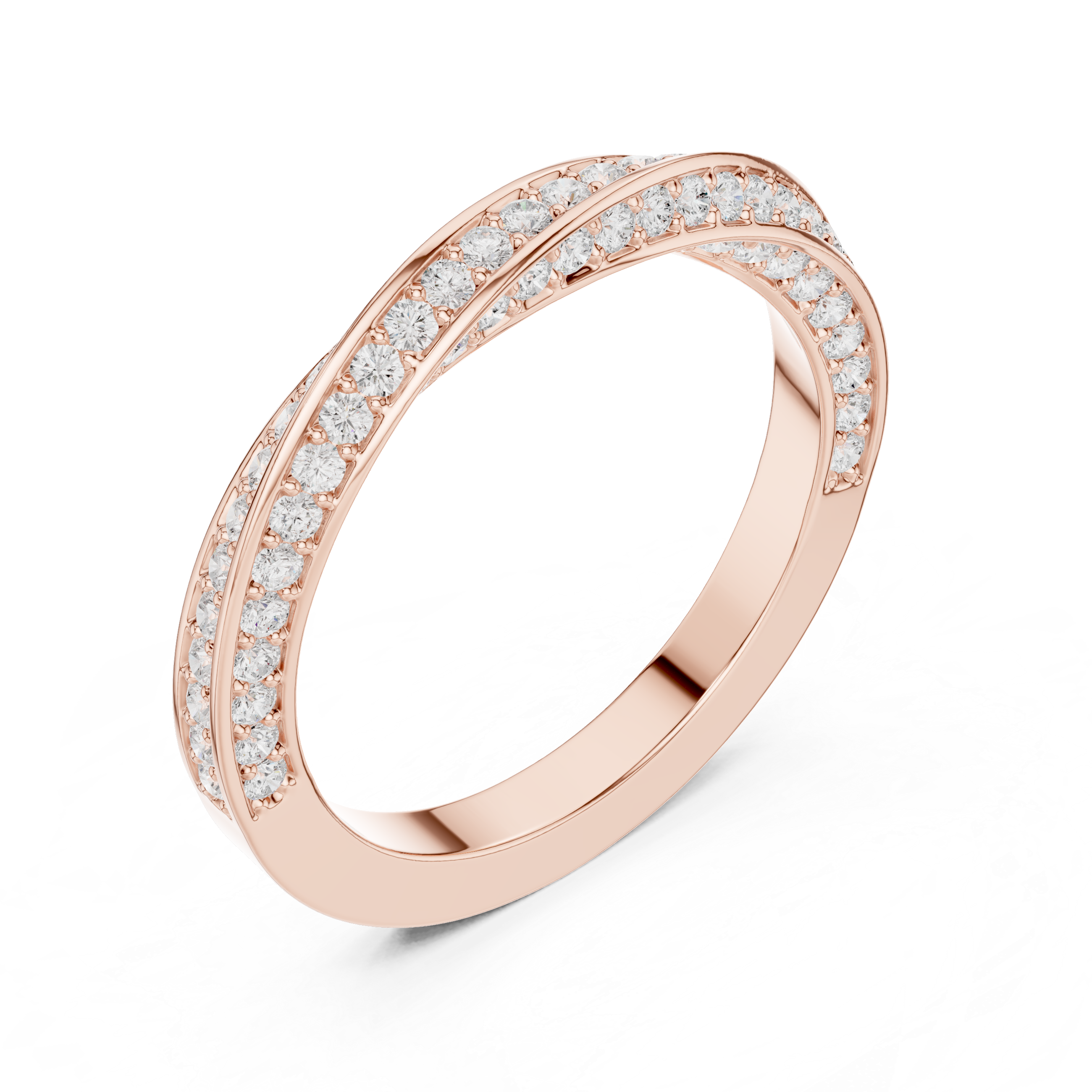 Double Row Lab-Grown Diamond Band in Rose Gold | Kiashaa Jewellery