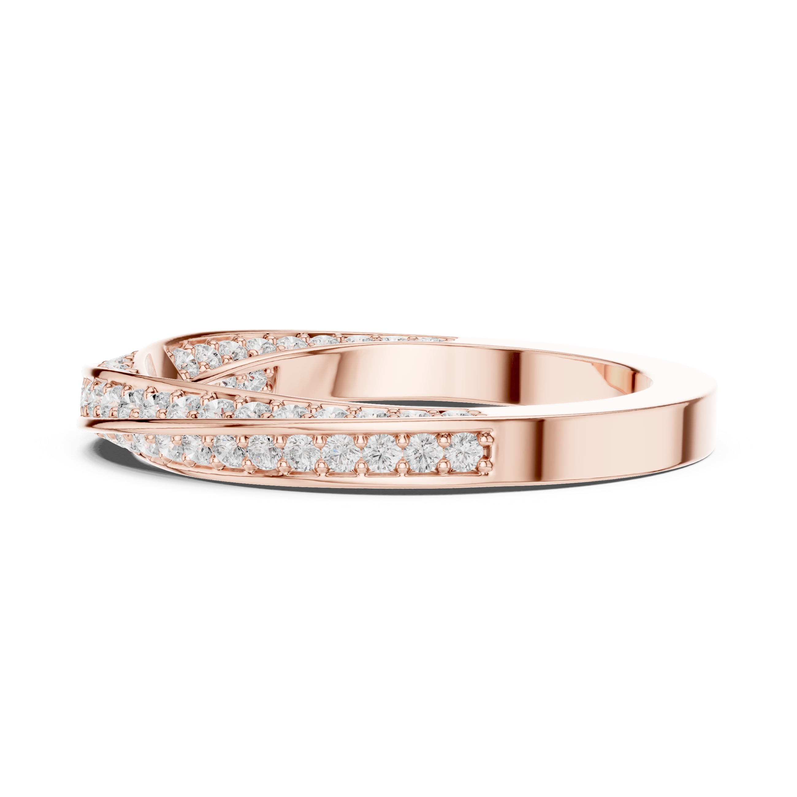 Double Row Lab-Grown Diamond Band in Rose Gold | Kiashaa Jewellery