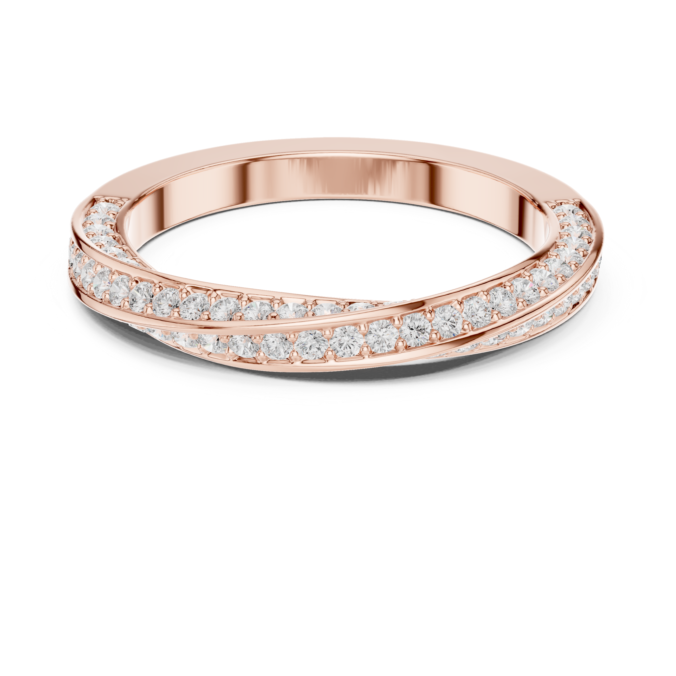 Double Row Lab-Grown Diamond Band in Rose Gold | Kiashaa Jewellery