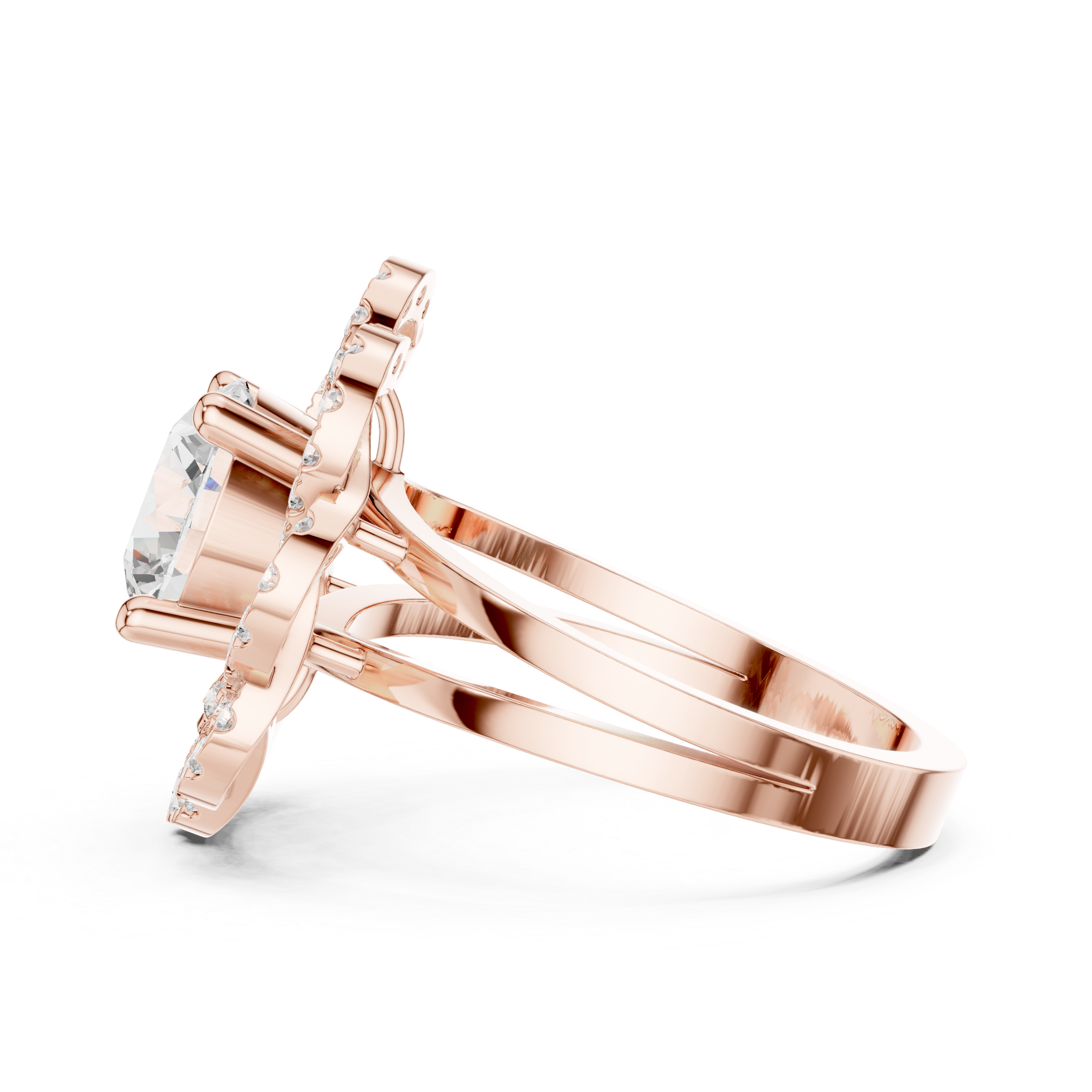 Floral Halo Lab-Grown Diamond Ring in Rose Gold | Kiashaa Jewellery