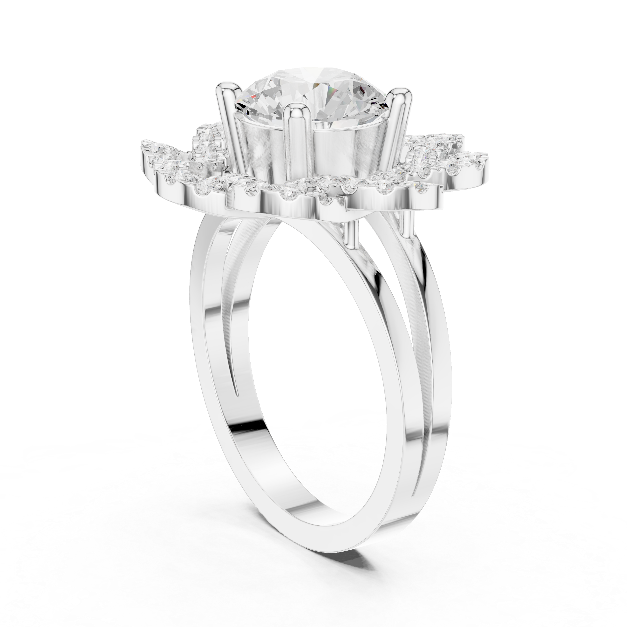 Floral Halo Lab-Grown Diamond Ring in Rose Gold | Kiashaa Jewellery